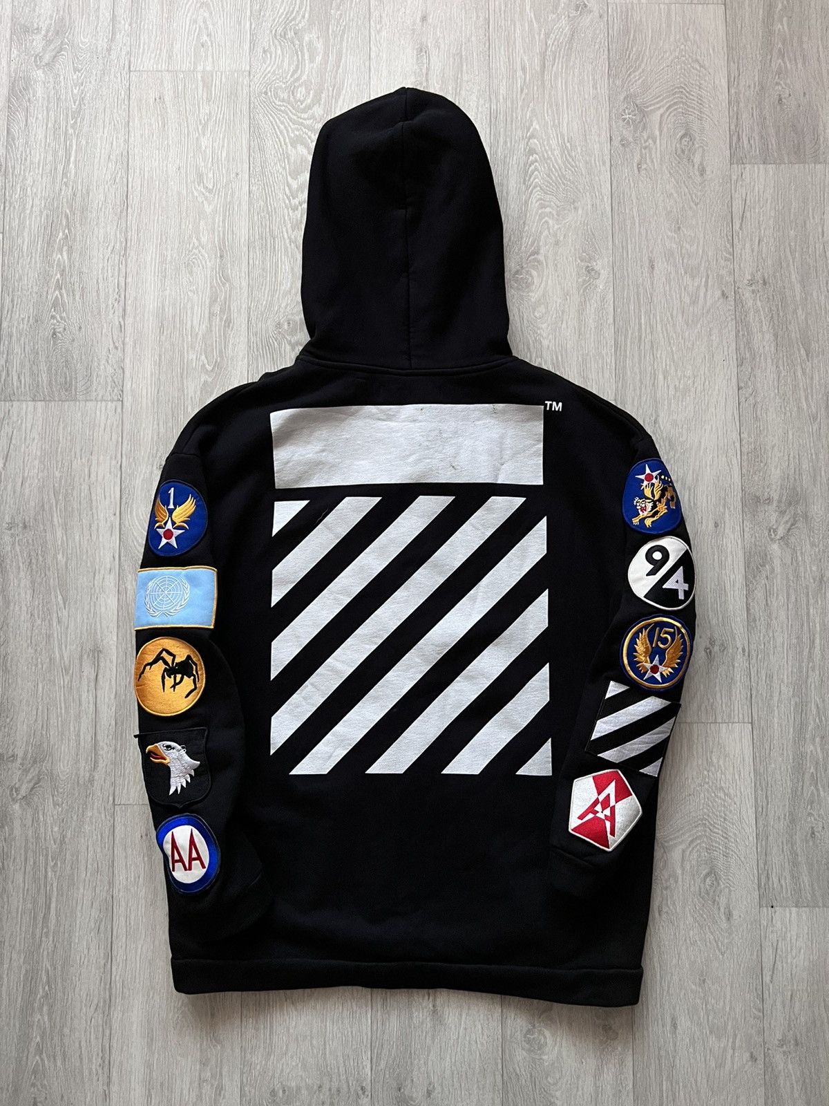 image of Off White Zip Hoodie Patches Spyder in Black, Men's (Size XL)