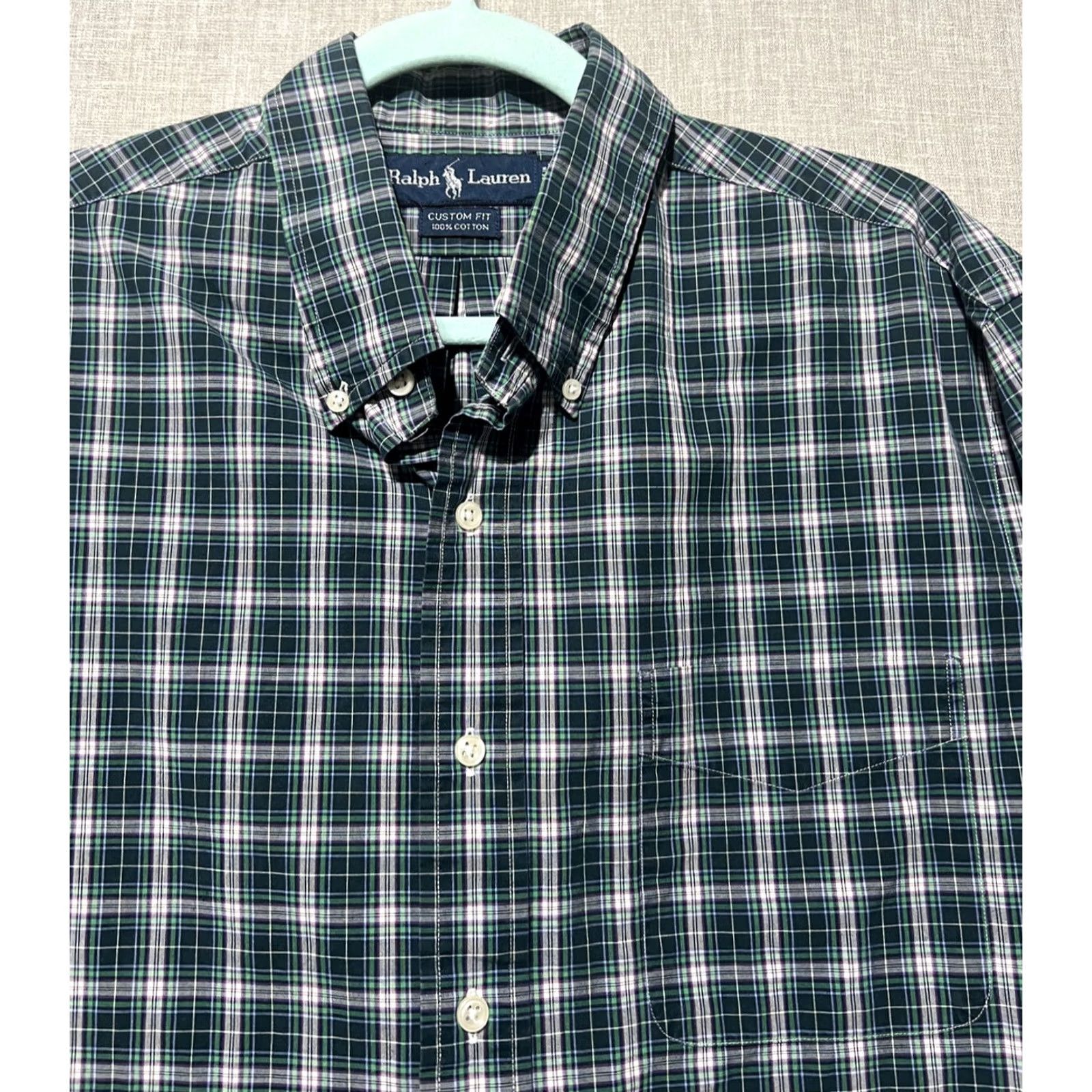 Ralph Lauren Vtg Ralph Lauren Shirt XL Blue Green Plaid Custom Fit Preppy Heritage Men's Size US XL / EU 56 / 4 - 4 Thumbnail