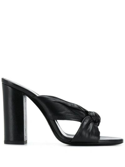 image of Saint Laurent Paris Oc11Z10524 Bianca Heel Shoesed Mules In Smooth Leather In Black Shoes, Women's 
