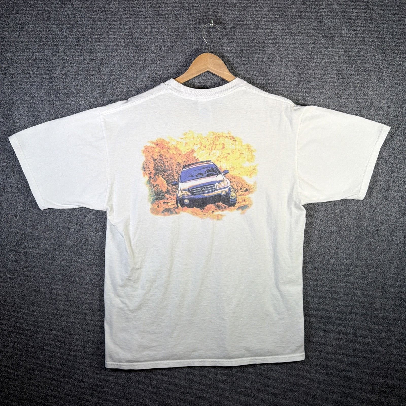 Mercedes-Benz Vintage Mercedes Benz Shirt Mens XL White 90s Offroad Car Size US XL / EU 56 / 4 - 2 Thumbnail