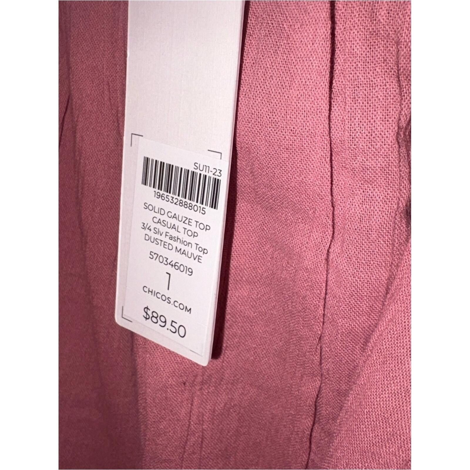 Chicos Chico's Dusty Coral Square Neck Puff Sleeve Top Size M / US 6-8 / IT 42-44 - 3 Thumbnail