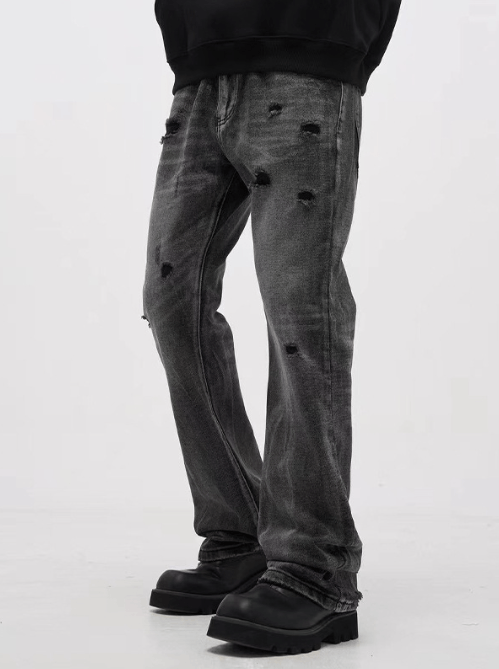 Japanese Brand × Jean Street black men's straight retro casual washed ripped jeans Size US 32 / EU 48 - 2 Thumbnail