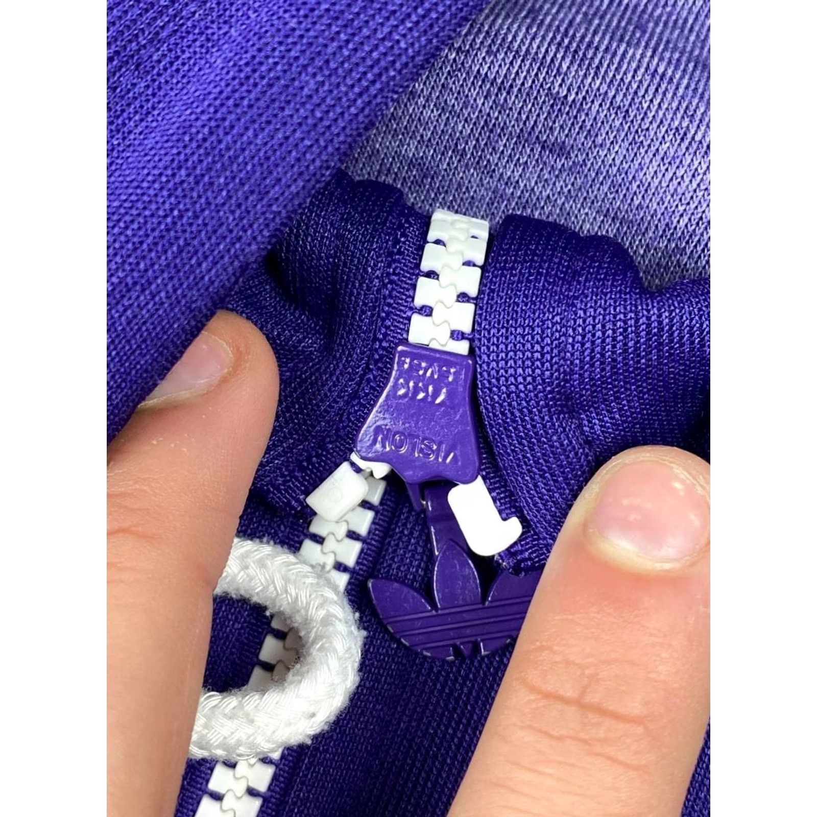 Adidas VINTAGE adidas Track Jacket Firebird Hooded Men XL Purple Adidas Originals Jacket Track Hoodie = 2 hooks? Size US XL / EU 56 / 4 - 6 Thumbnail