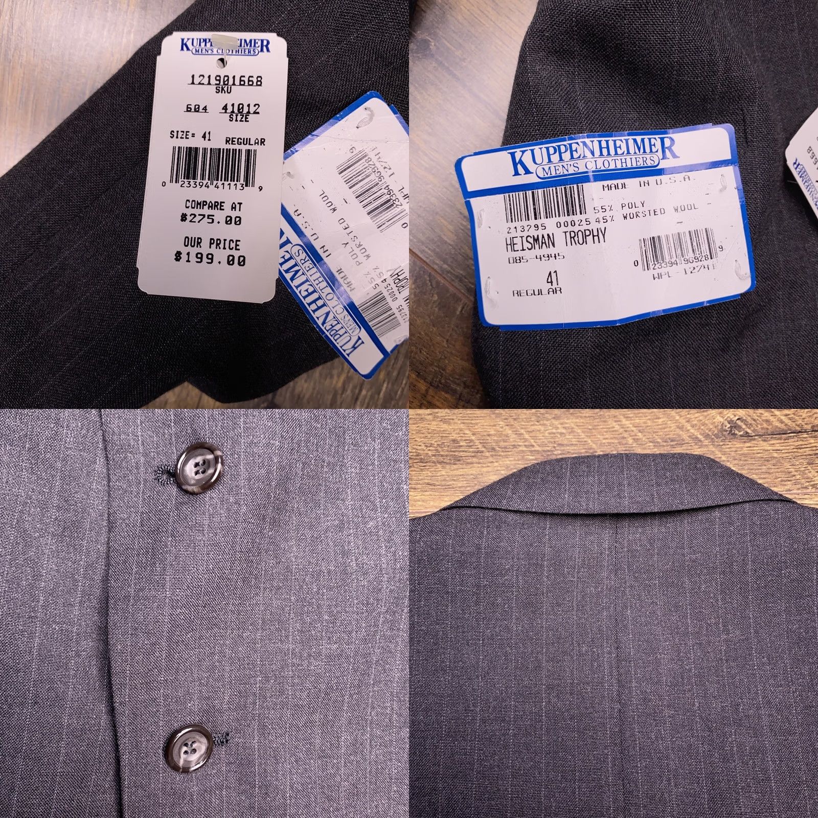 Vintage VINTAGE Kuppenheimer Suit 41R Gray Striped Worsted Wool 2 Piece Men 90s 80s Formal Wedding Size 42R - 8 Thumbnail