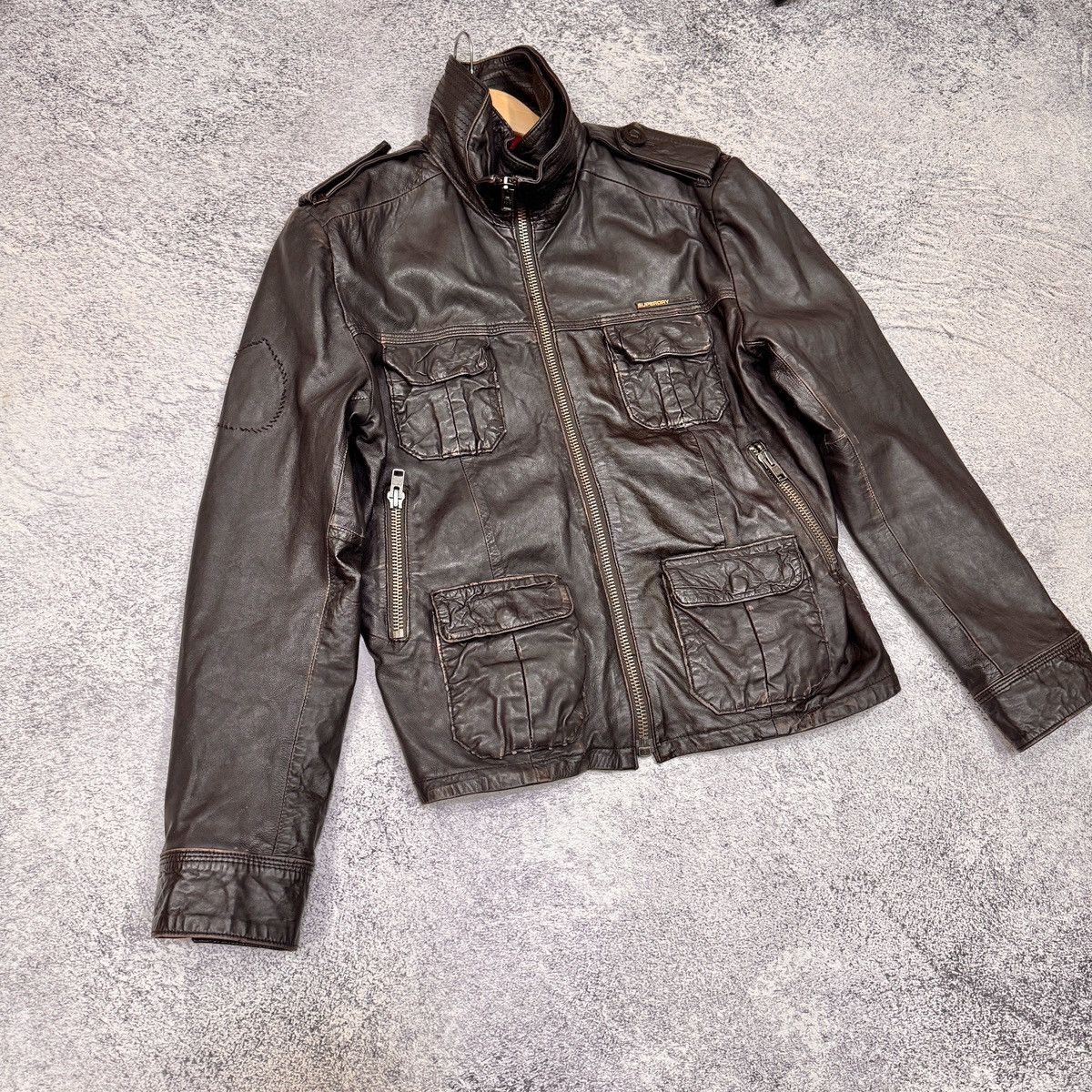 Superdry Superdry Brad Leather Jacket Dark Brown L size Size US L / EU 52-54 / 3 - 2 Thumbnail