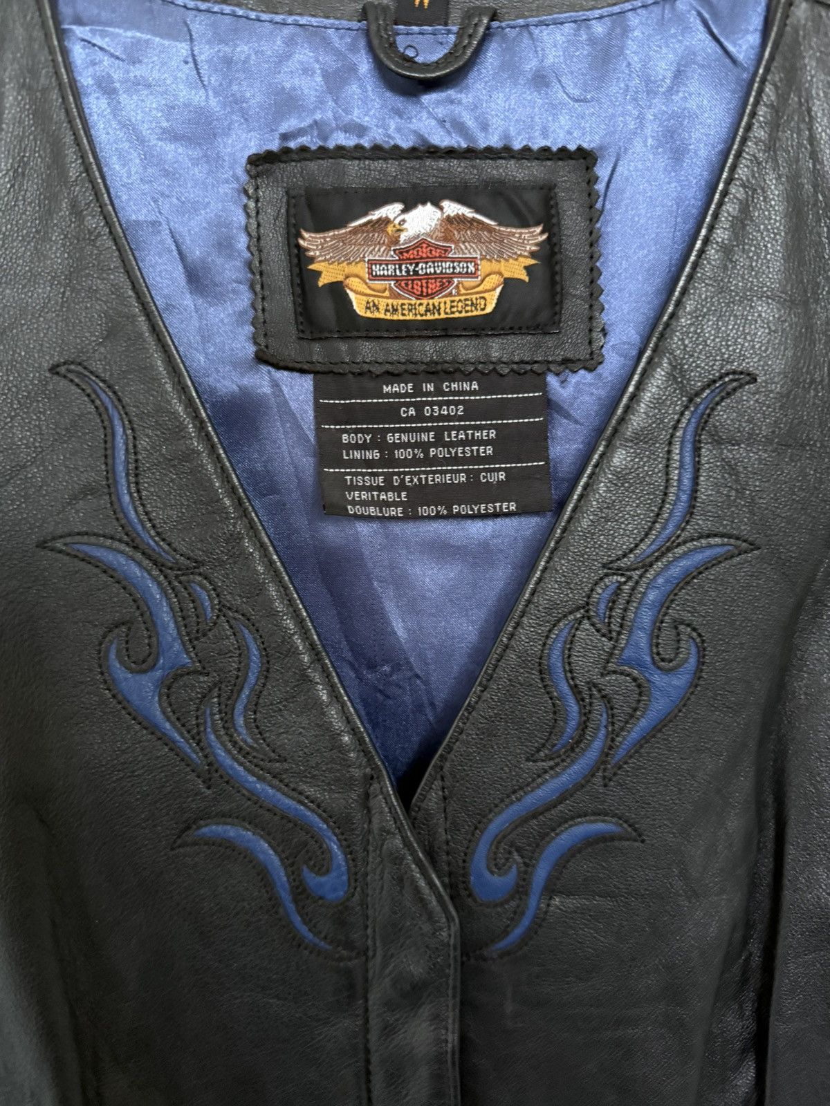 Harley Davidson Vintage Harley Davidson Blue Flame Leather Vest Size US S / EU 44-46 / 1 - 5 Thumbnail