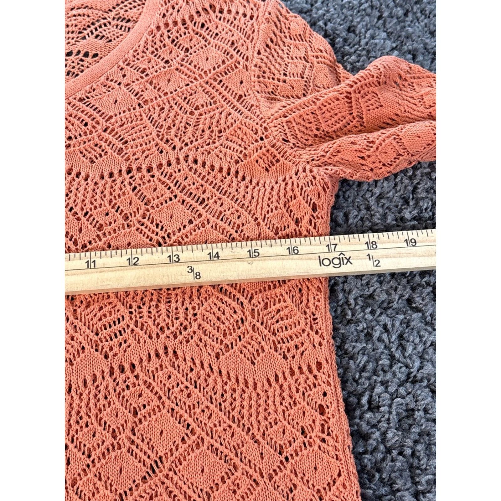 Vintage VINTAGE WinterSilks Sweater Womens Small Silk Crochet Open Knit Orange 90s V-Neck Long Sleeve Pullover Size S / US 4 / IT 40 - 3 Thumbnail
