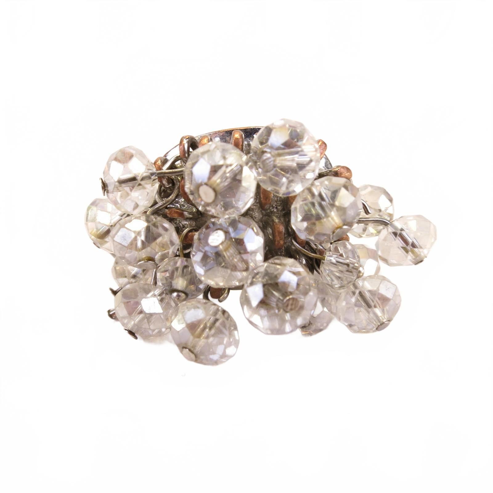 Other Statement Ring Clear Rhinestones Elastic Stretch Band Adj Size ONE SIZE - 1 Thumbnail