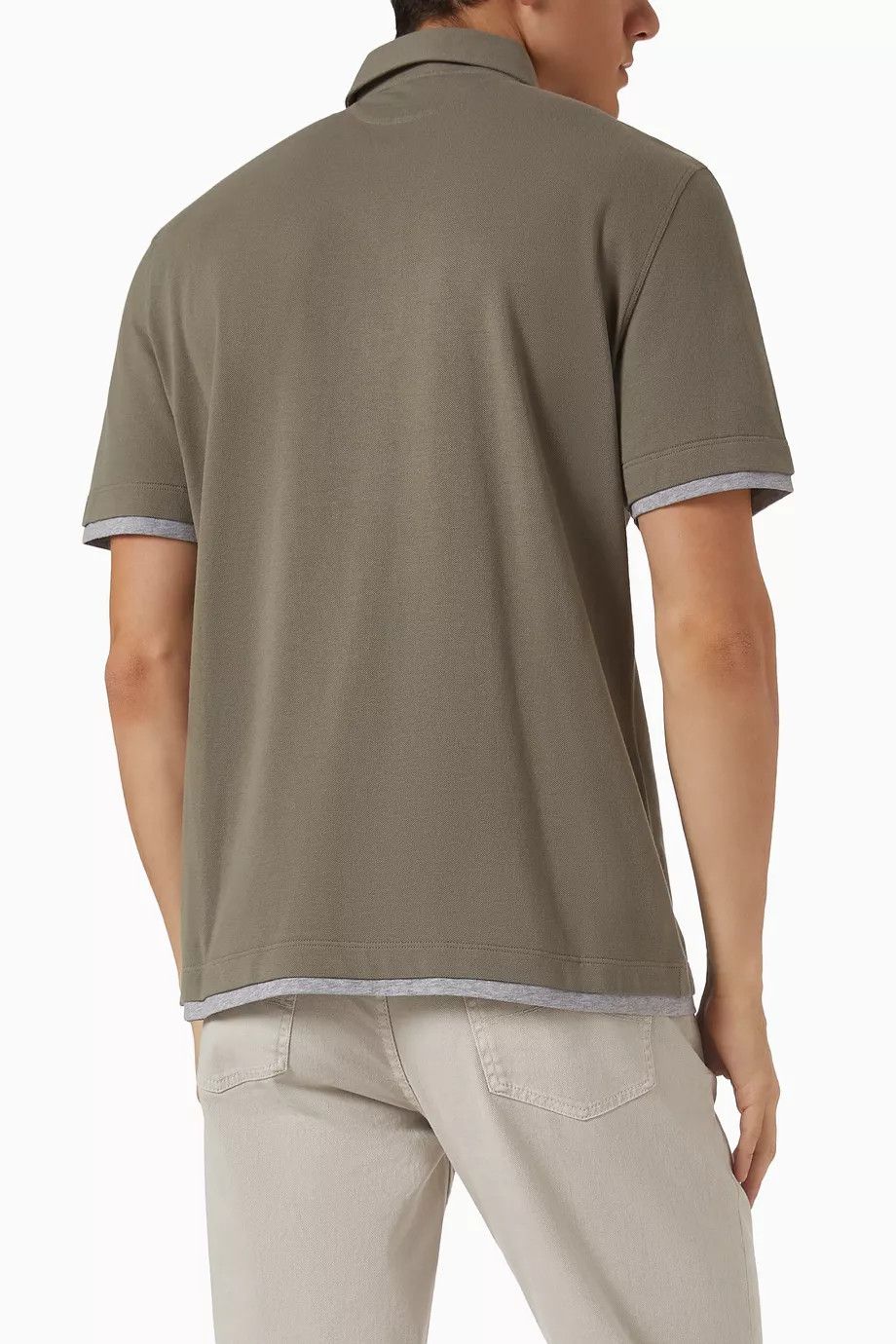 Brunello Cucinelli o1y0526 Polo Shirt in Military Green/Gray Size US XS / EU 42 / 0 - 2 Thumbnail