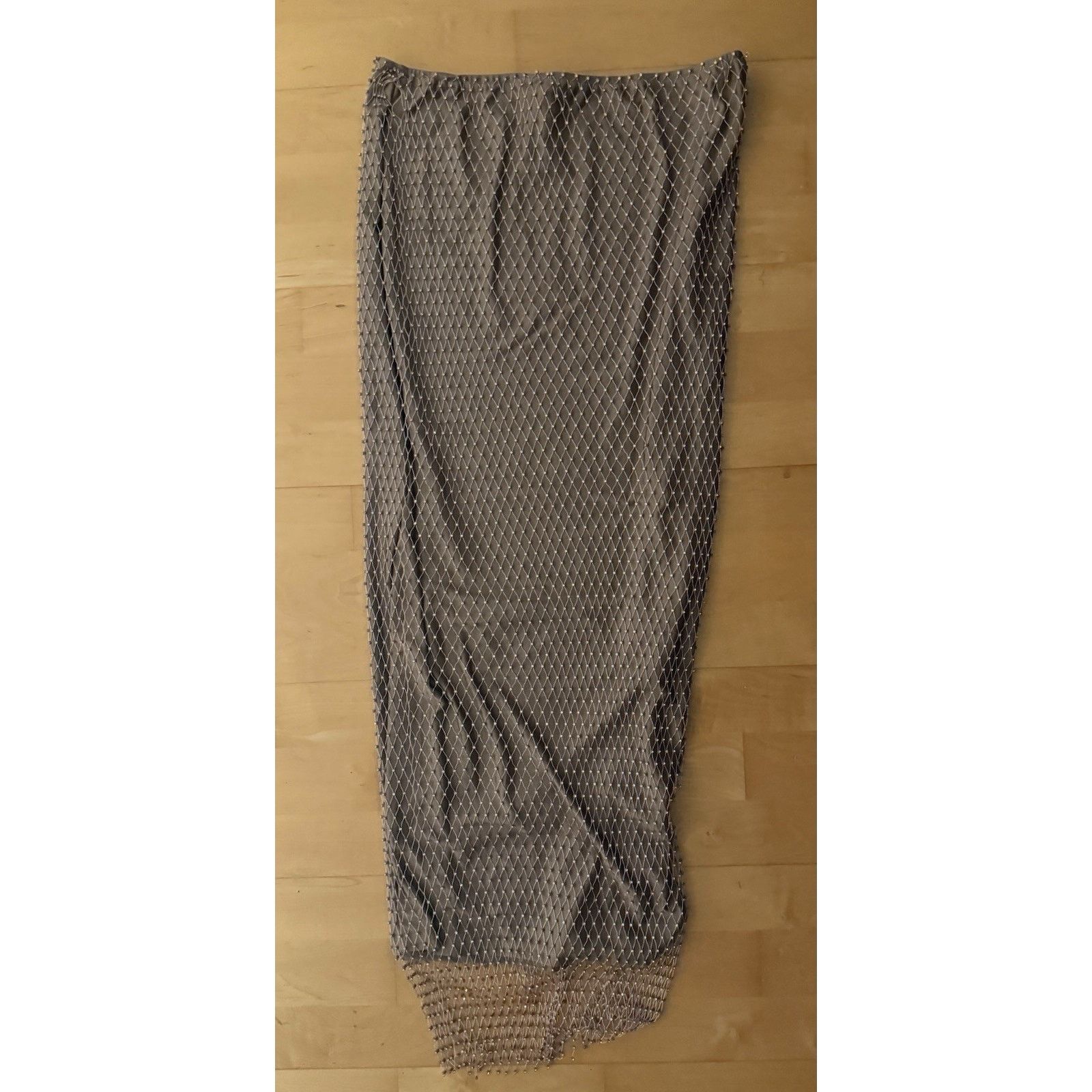 Other NWT 12th Tribe Neutral Rhinestone Net Midi Skirt L Size 29" - 2 Thumbnail