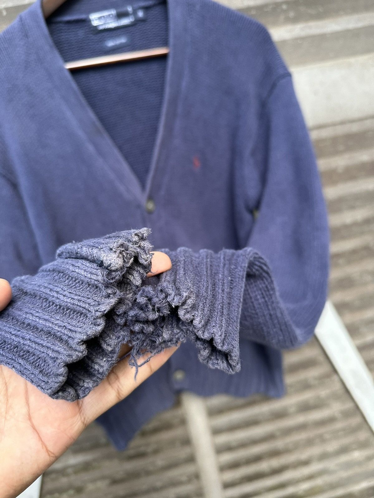 Vintage THRASHED Faded Polo Ralph Laurent Cardigan Size US M / EU 48-50 / 2 - 10 Thumbnail