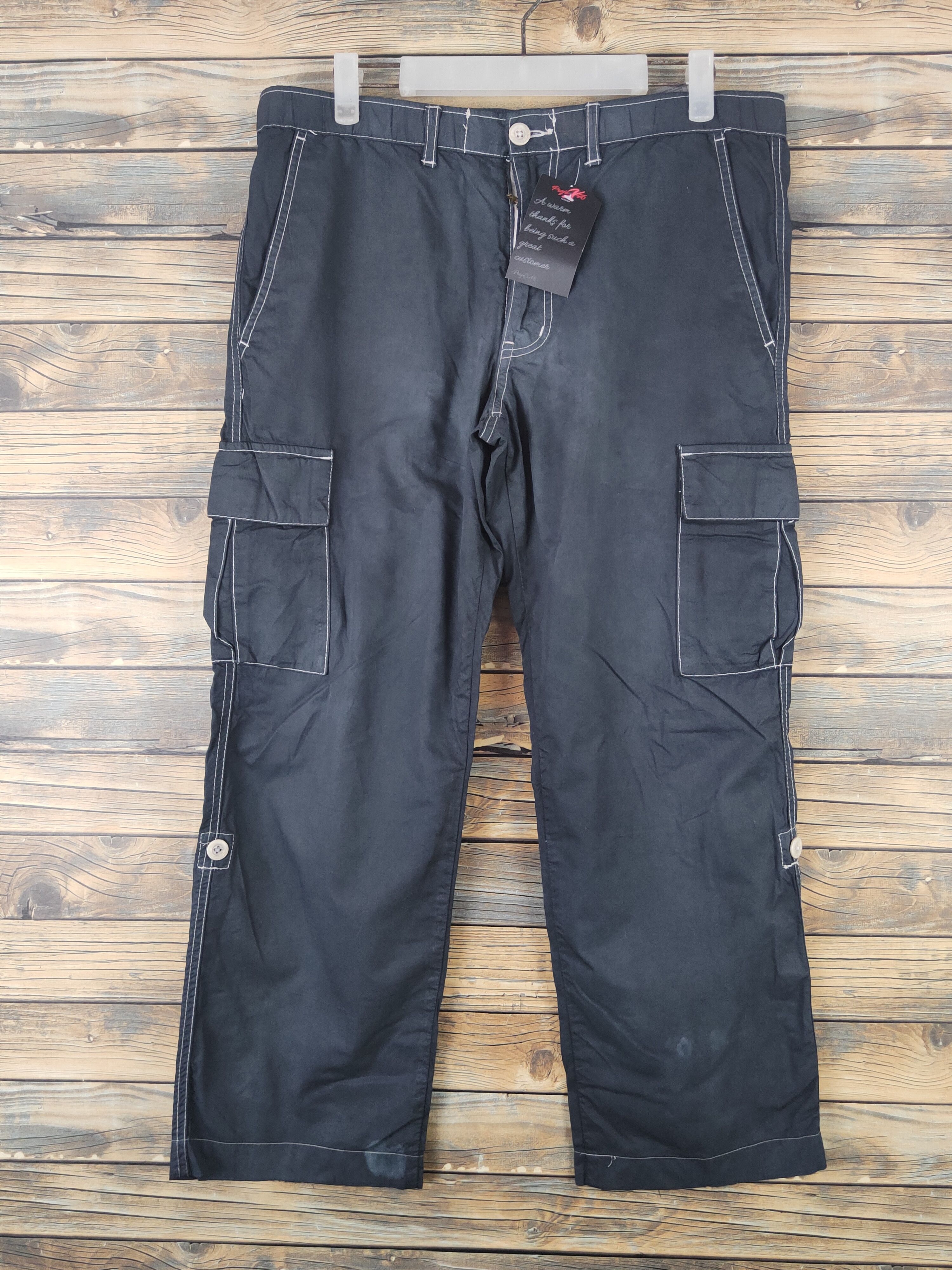 Japanese Brand DL Topvalu Black Multipocket Cargo Pants #46-093 Size US 32 / EU 48 - 1 Thumbnail