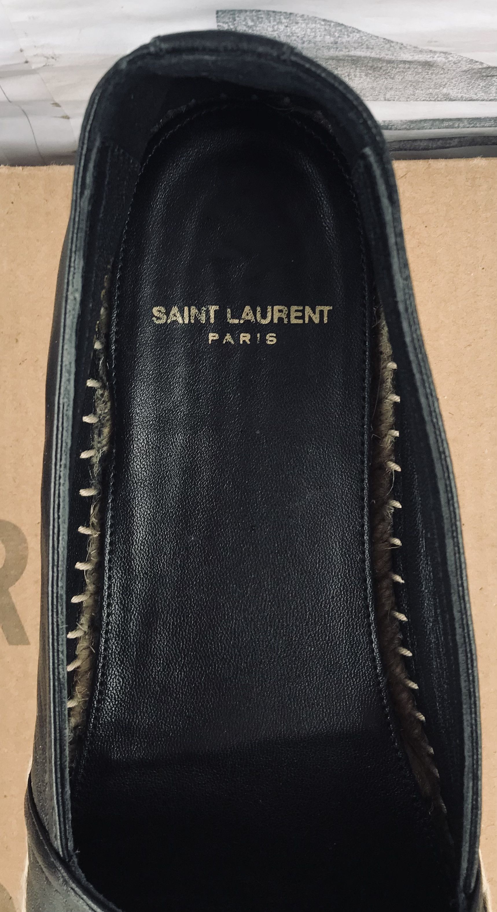 Saint Laurent Paris Saint Laurent Espadrilles YSL Black Leather Flats Slip-On Size US 6.5 / IT 36.5 - 10 Thumbnail