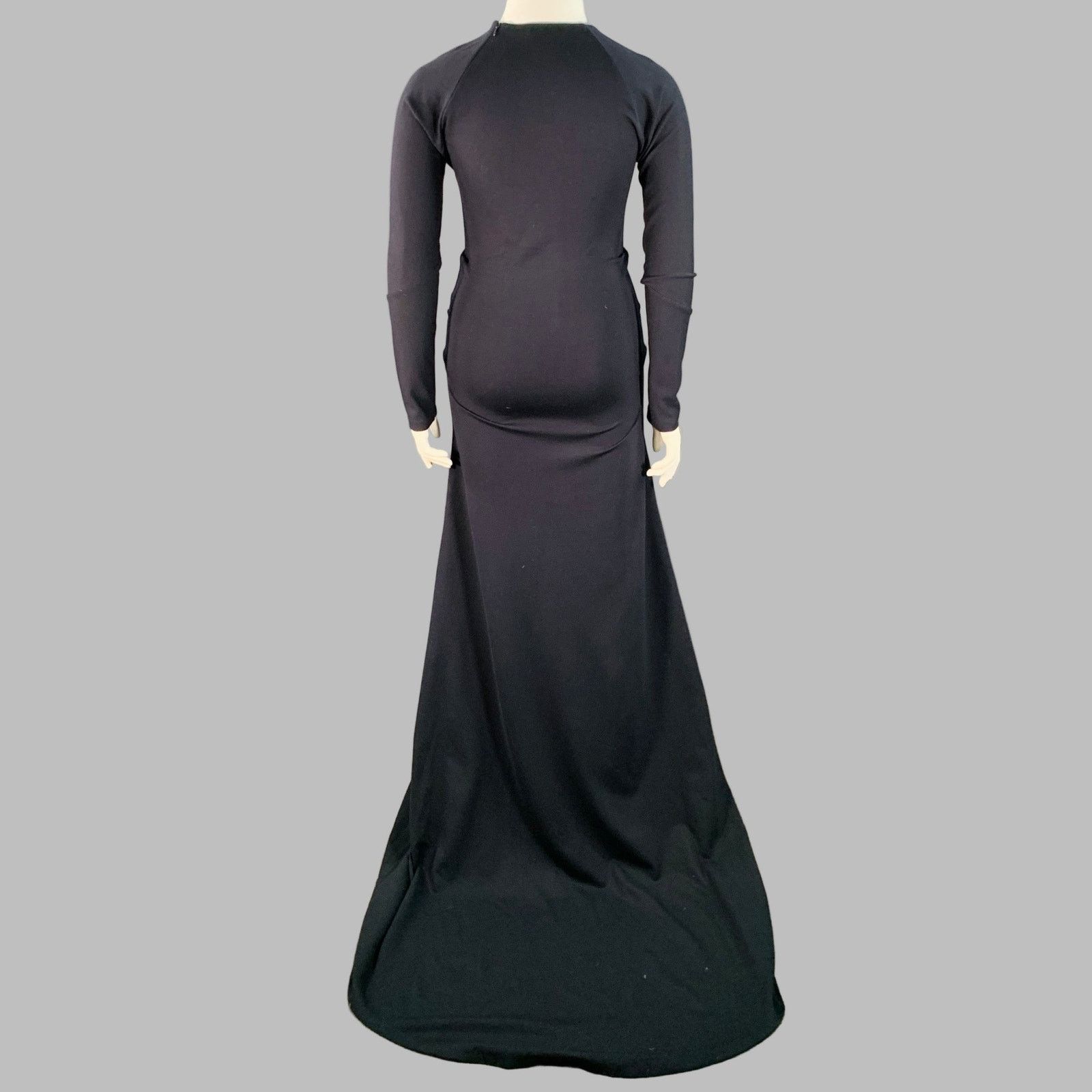 Jil Sander JIL SANDER Navy Viscose Blend Ruched Long Evening Gown Size L / US 10 / IT 46 - 3 Thumbnail