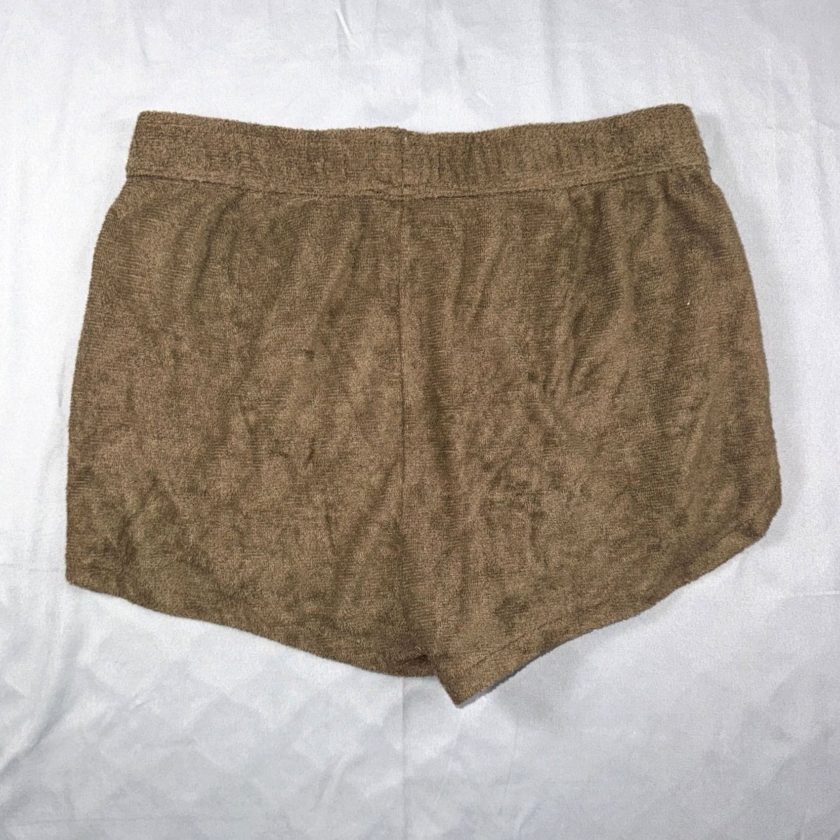 Outerknown VINTAGE? No. Outerknown Shorts Women S Brown Terry Cloth Elastic Waist Logo Embroidered Casual Summer Sweat Shorts Size 28" / US 6 / IT 42 - 2 Thumbnail