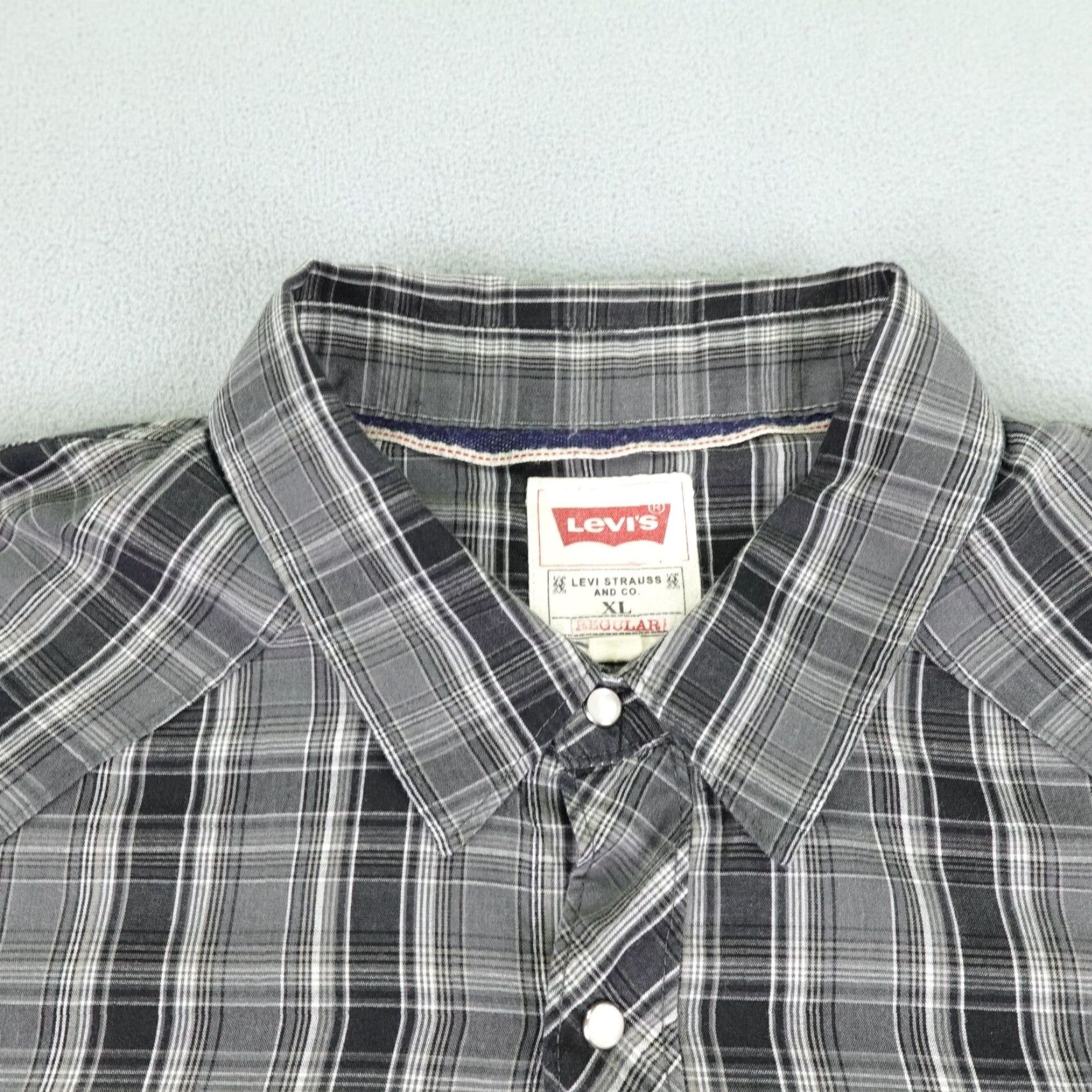 Levi's VINTAGE Levi's Shirt Mens XL Gray Plaid Western Pearl Snap White Tab Rodeo Rancher Cowboy Size US XL / EU 56 / 4 - 2 Thumbnail