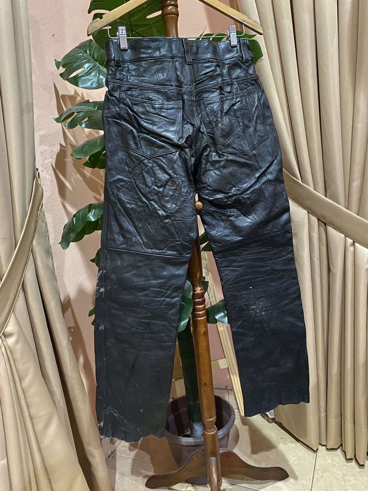 Genuine Leather Vintage NAVY RIDER Black Leather Biker Pant Genuine Leather Size US 29 - 12 Thumbnail