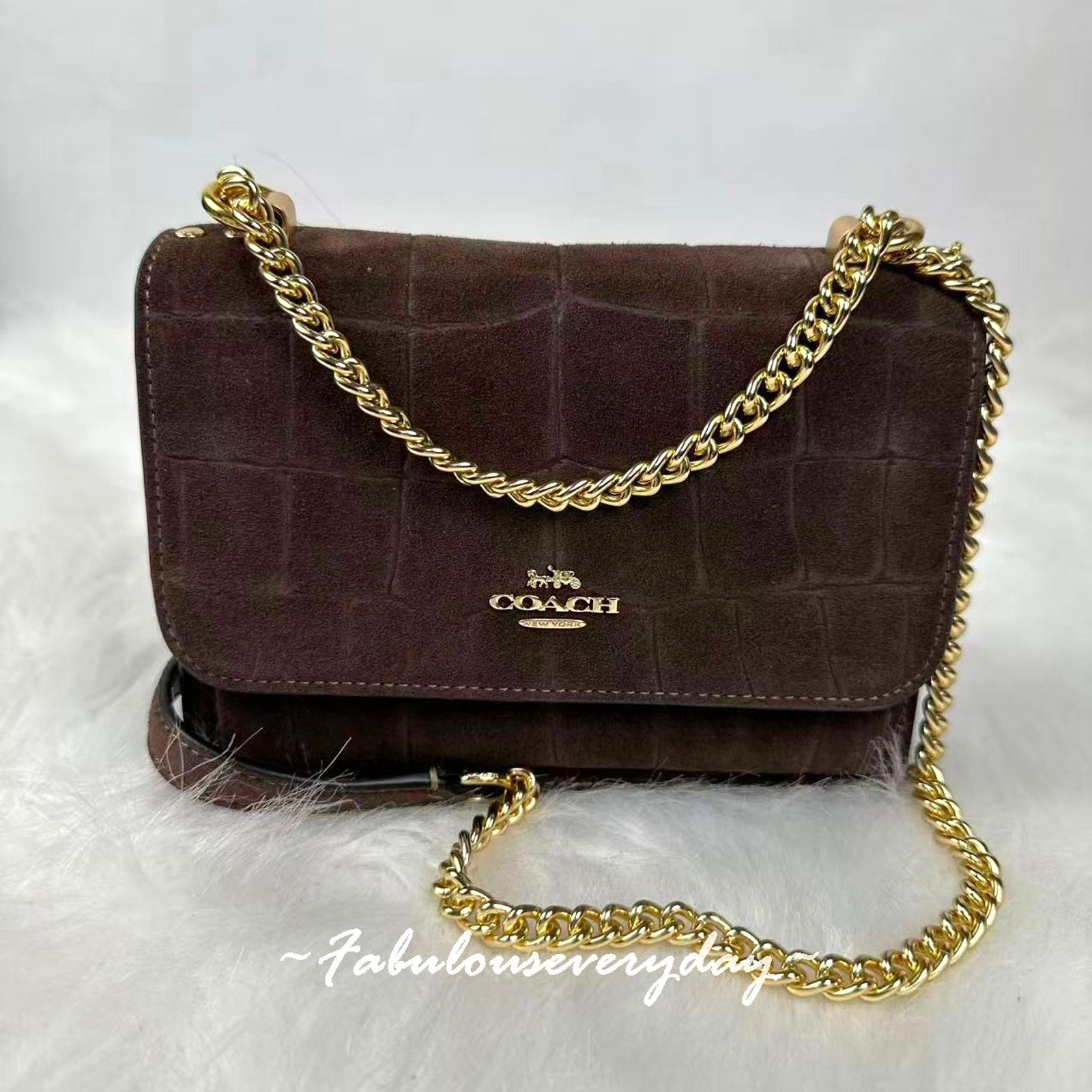 Coach Coach Mini Klare Crossbody Crocodile-embossed Suede/Maple Size ONE SIZE - 1 Thumbnail