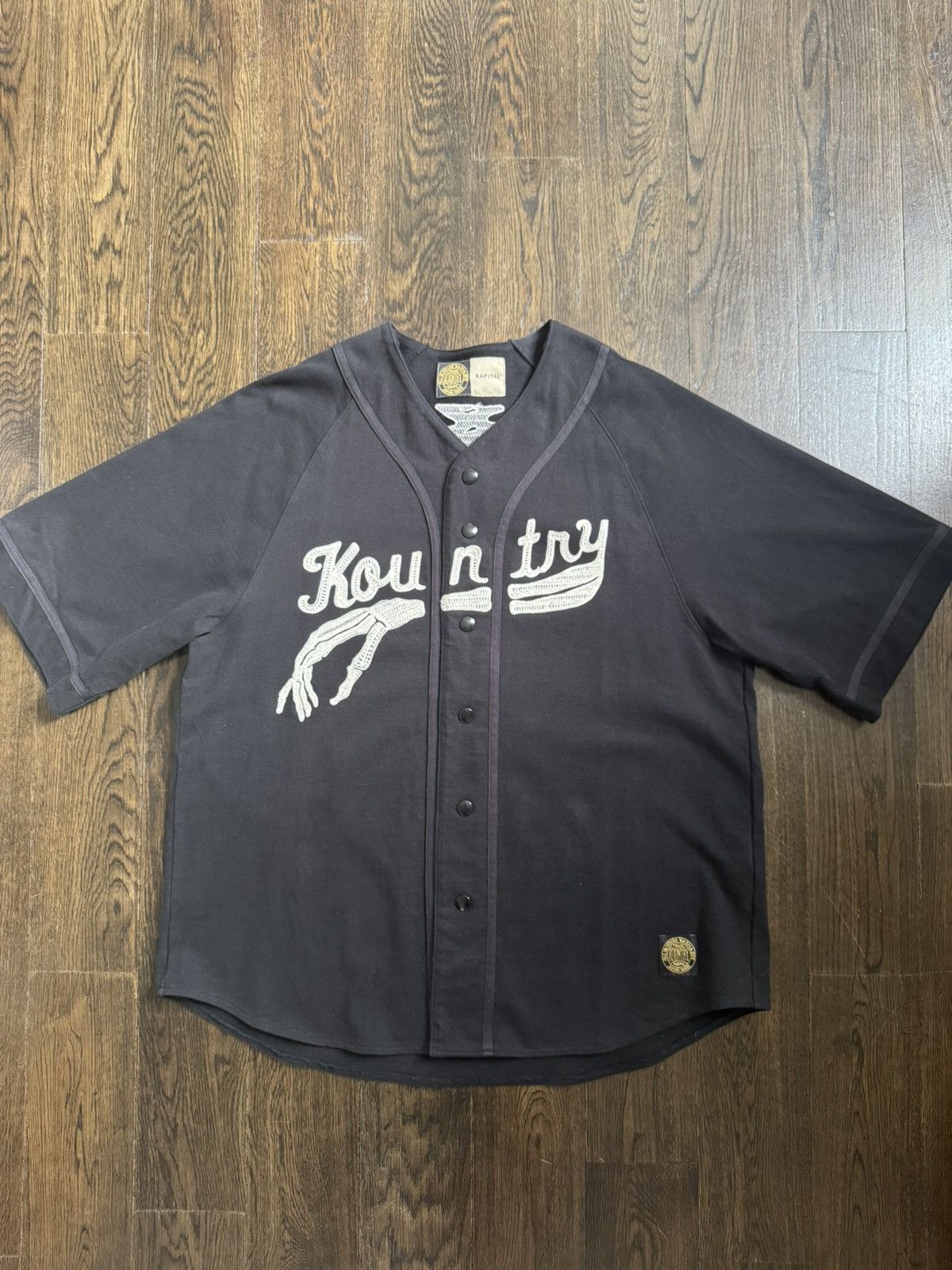 Kapital Kountry Kapital 16/- Densed Jersey Baseball Shirt (BONE) - Black Size US L / EU 52-54 / 3 - 2 Thumbnail