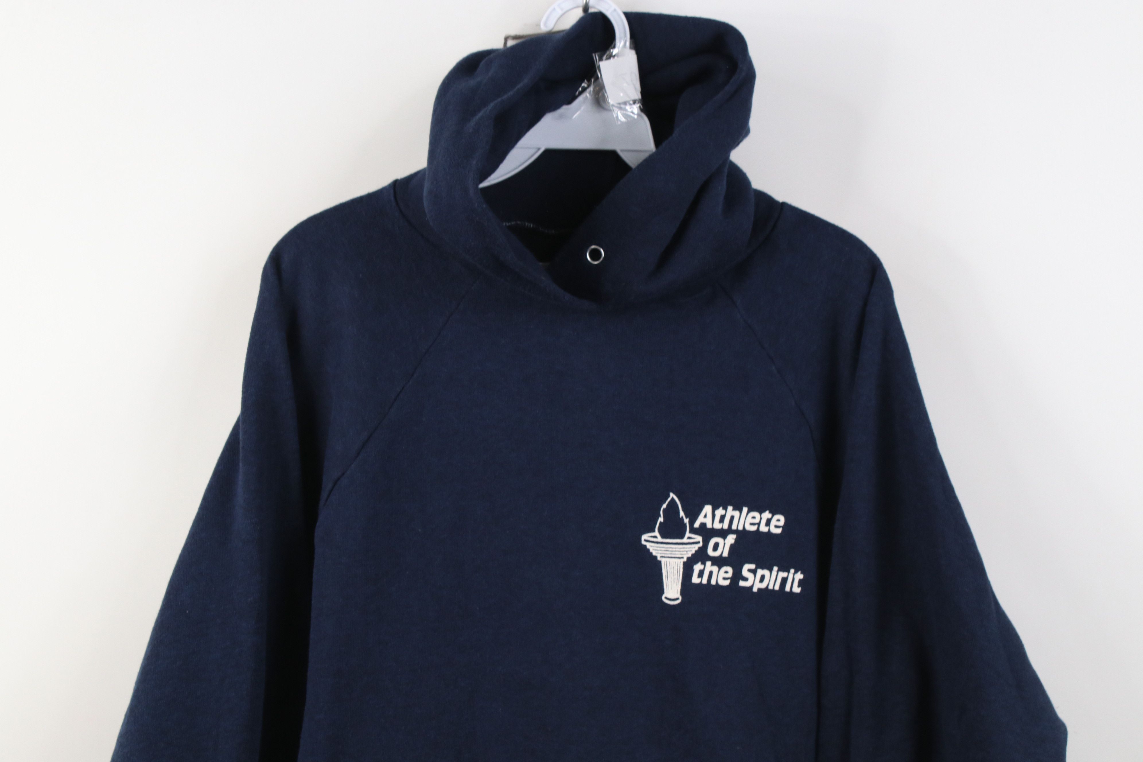 Vintage Vintage 70s Athlete of the Spirit Hoodie Sweatshirt Blue USA Size US XL / EU 56 / 4 - 2 Thumbnail