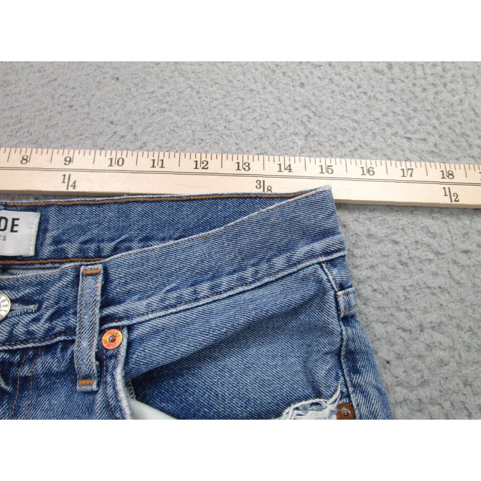 Agolde VINTAGE No — wait, AGOLDE Jeans Womens 27 Distressed Straight Raw Hem Zip Fly Made in USA A076-3775 Size 27" / US 4 / IT 40 - 5 Thumbnail