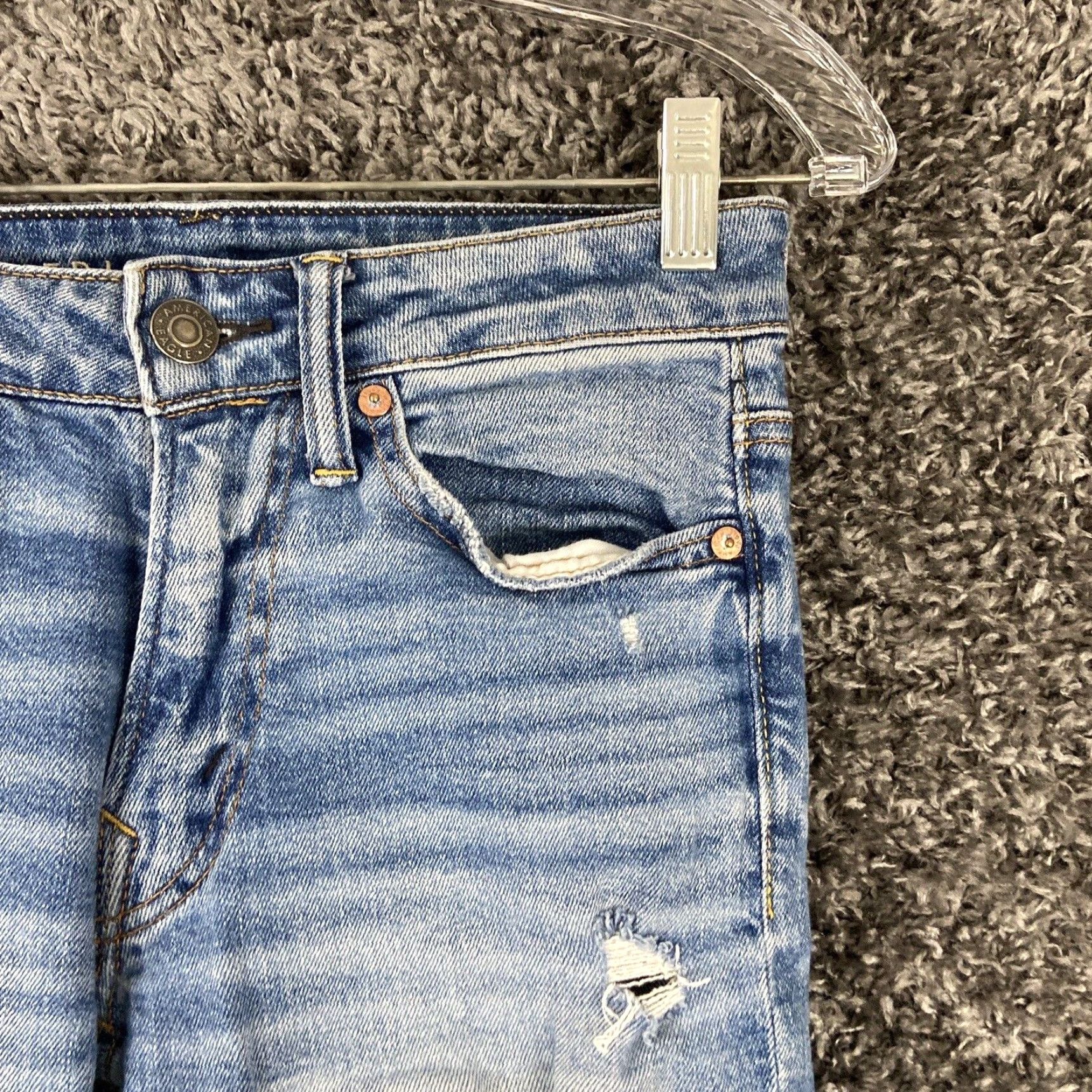 American Eagle Outfitters American Eagle Slim Distressed Jeans Blue Men's 26x27 Size US 26 / EU 42 - 4 Thumbnail