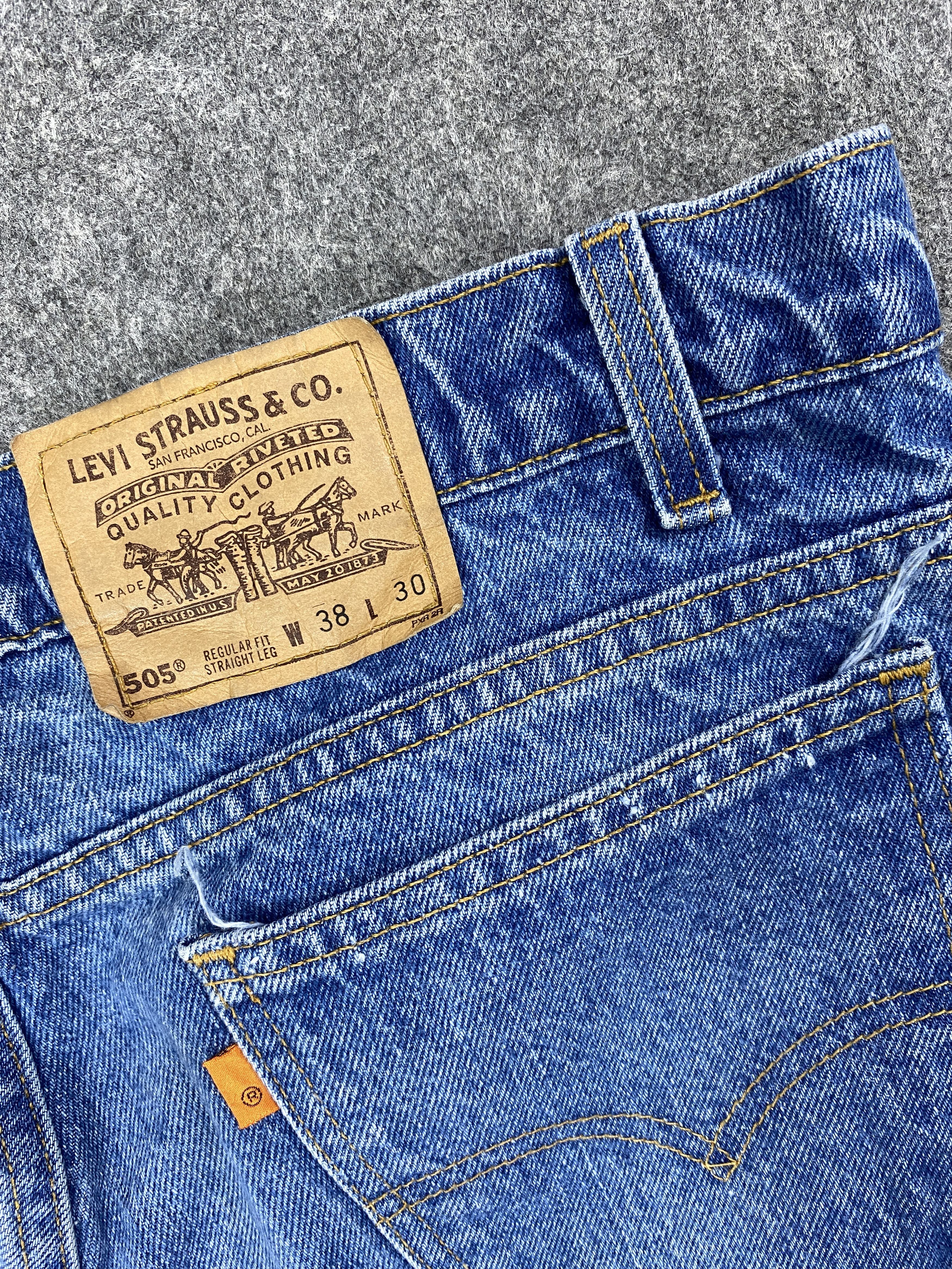Levi's 90s Blue Vintage Levi's 505 USA Orange Tab Denim JN1821 Size US 36 / EU 52 - 7 Thumbnail