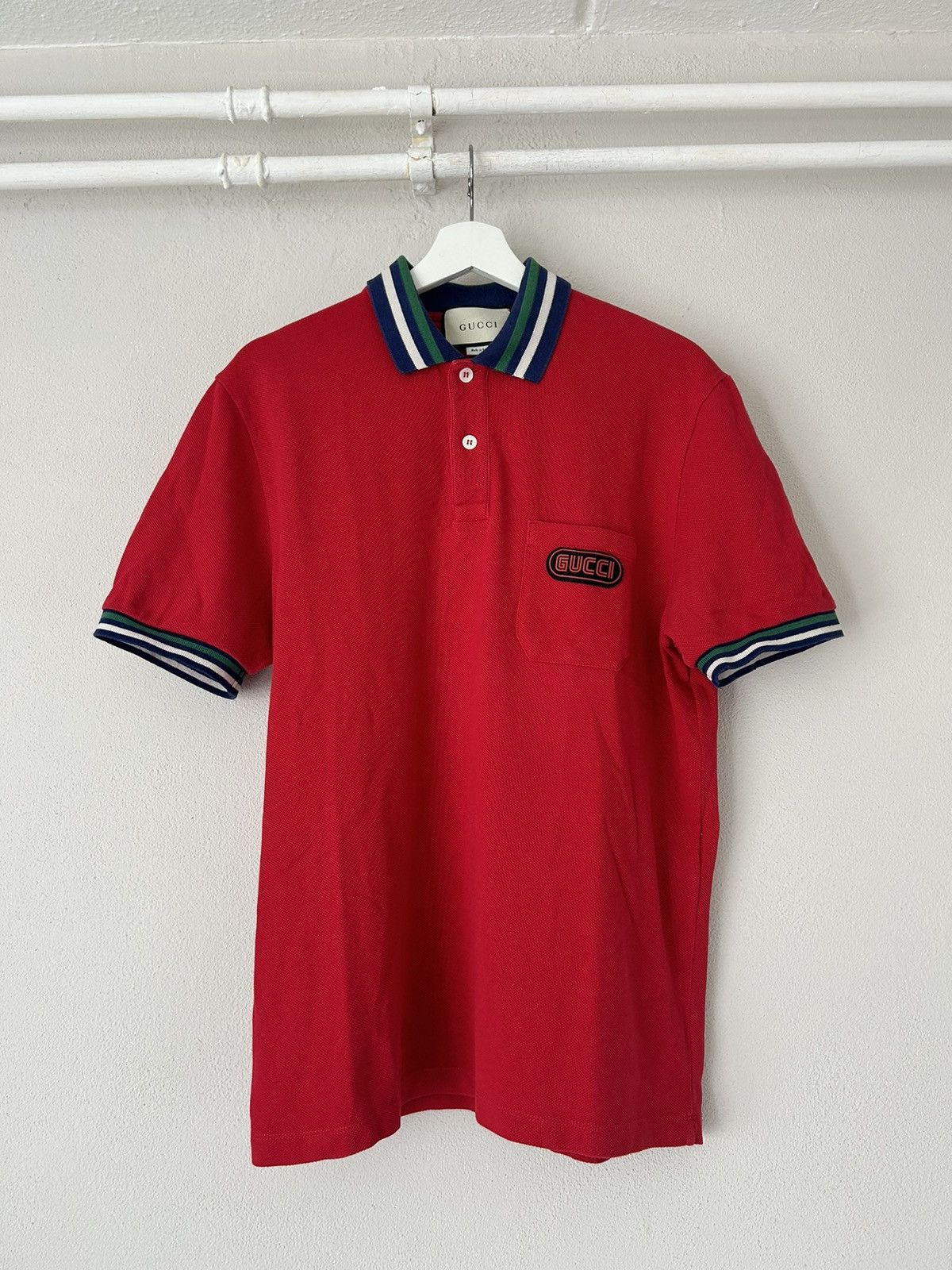 image of Gucci Red Logo Polo, Men's (Size XL)