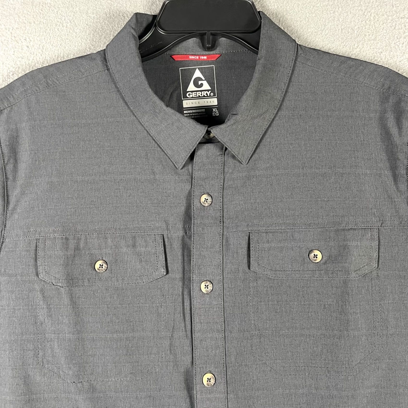 Vintage Gerry Shirt Mens XL Short Sleeve Button Up Performance Pocket Outdoor Hiking Gray Solid with Pockets Size US XL / EU 56 / 4 - 2 Thumbnail