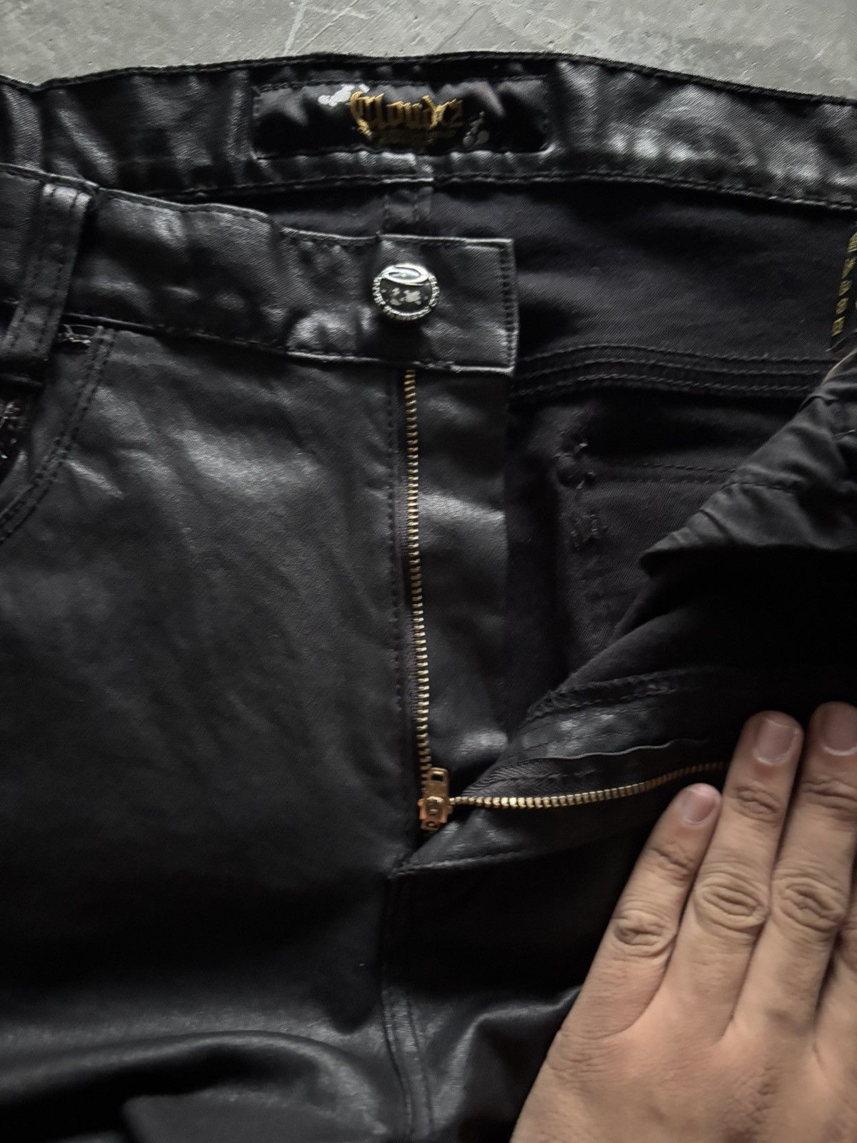 Beauty Beast × Isamu Katayama Backlash × Yasuyuki Ishii CLOUD 72 leather pant zipper sick backpocket rhinestone punk Size US 37 - 4 Thumbnail