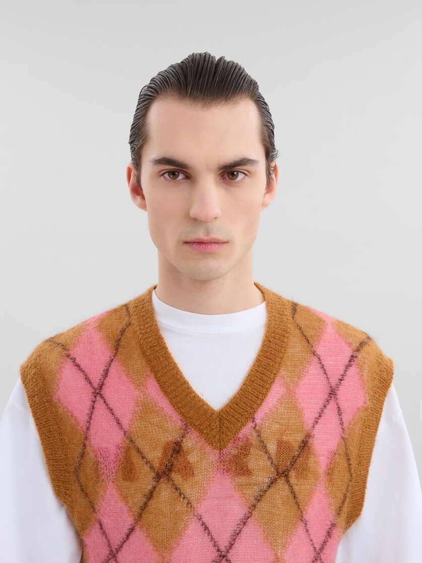 o1w1db11125 V-Neck Vest in Brown/Pink