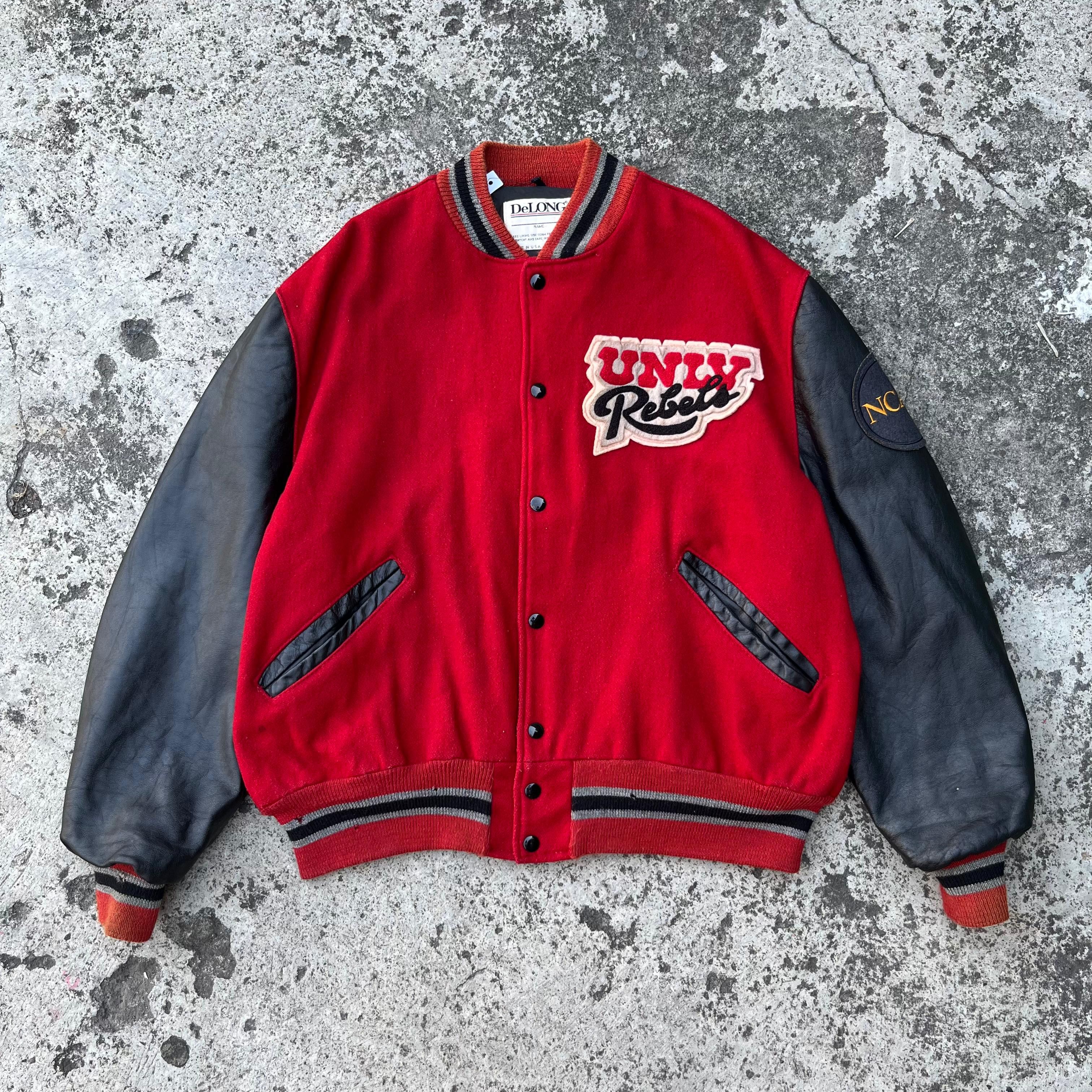 Delong RARE❤️‍🔥Vintage 80s Delong Wool Leather Varsity Jacket Size US M / EU 48-50 / 2 - 1 Thumbnail
