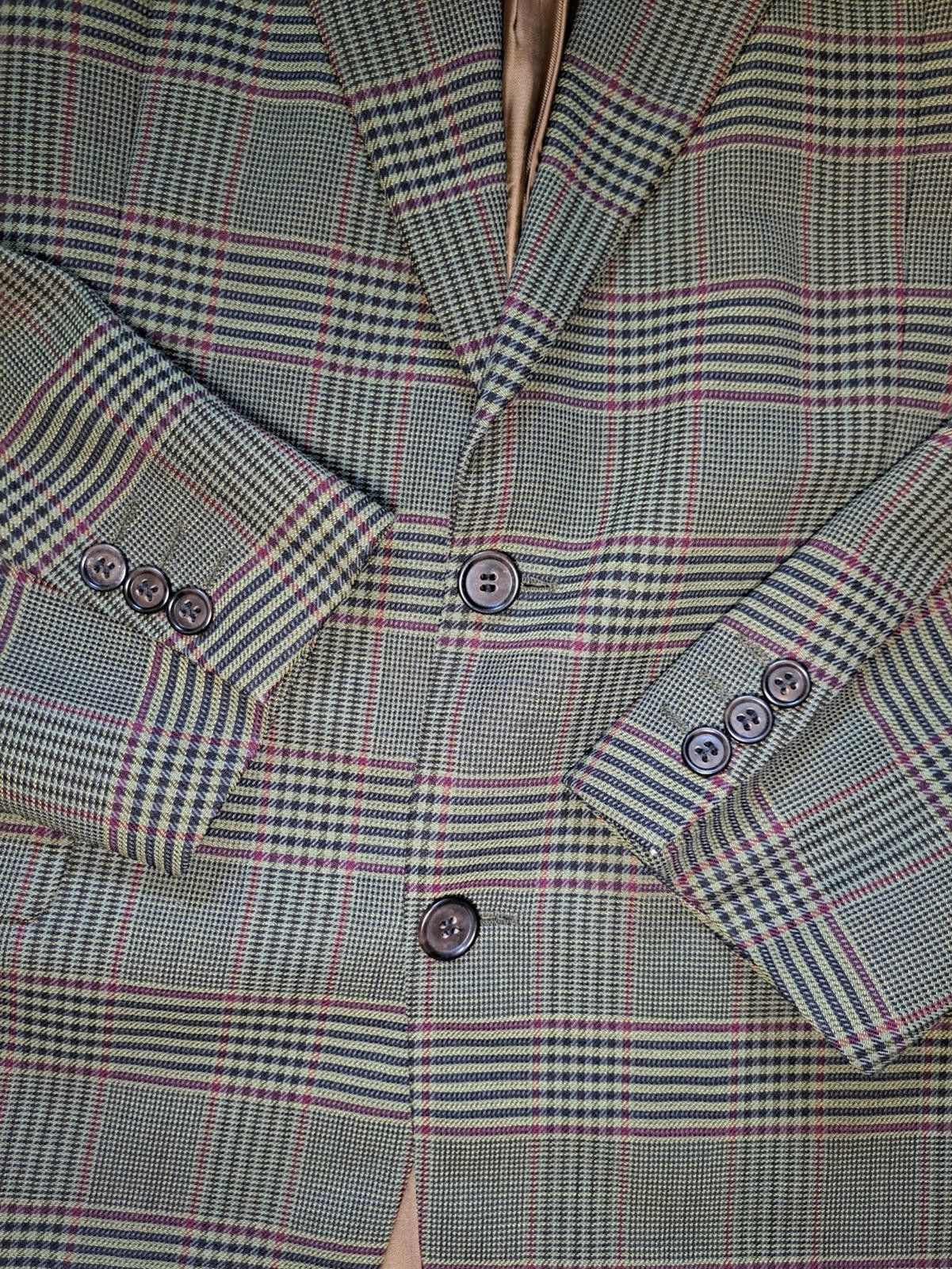 Hugo Boss VIRGIN WOOL Hugo Boss Sport Coat 42L Long Green Glen Plaid Size 42L - 6 Thumbnail