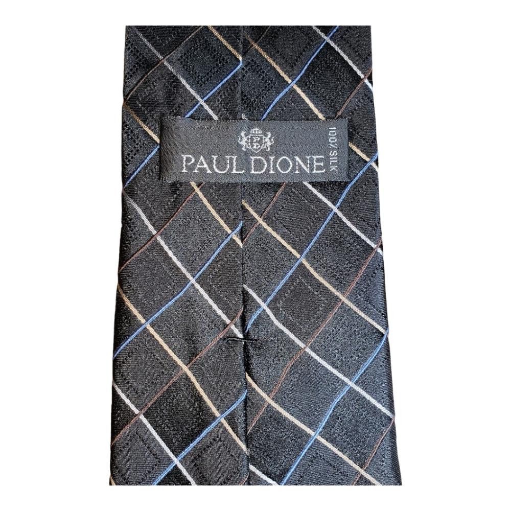 Designer T110 Paul Dione Black Vintage Silk Tie 60" Size ONE SIZE - 3 Thumbnail