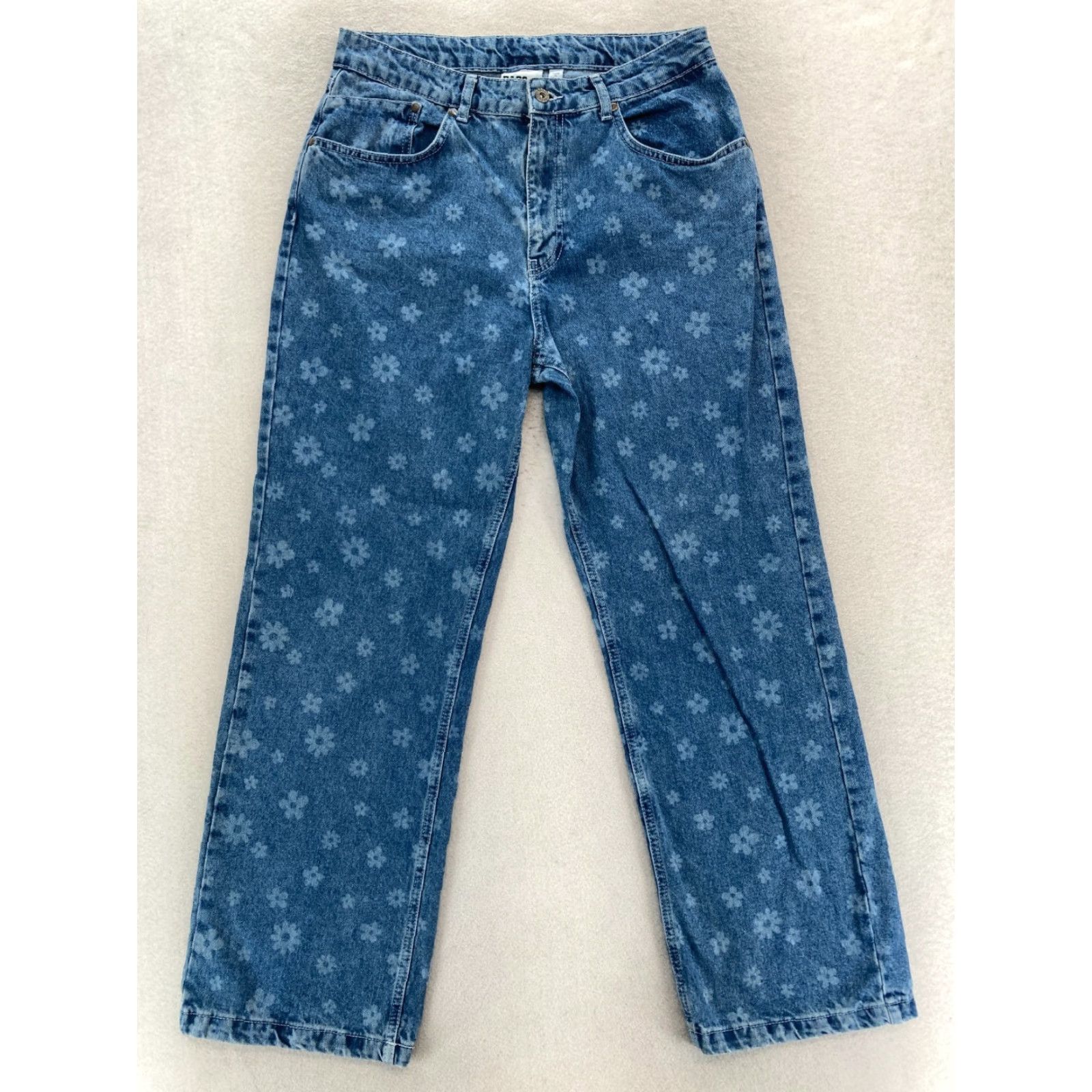 The Ragged Priest RAGGED Priest Jeans Women's 32 Baggy Loose Straight Blue Floral Denim Y2K Skater Jeans Size 24" / US 00 / IT 34 - 2 Thumbnail
