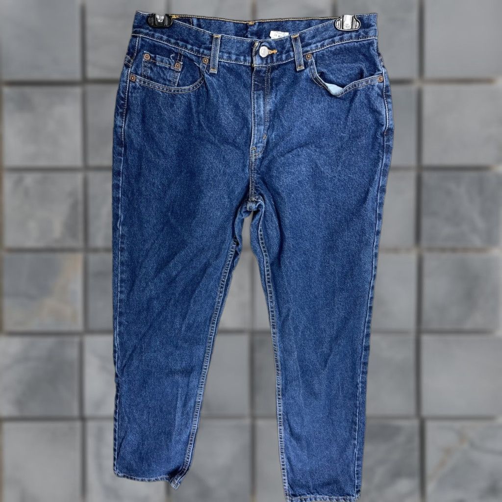 Levi's VINTAGE Levi's 505 Jeans Women 14 Blue Dark Wash Denim Straight High Rise 33 In 5-Pocket Y2K 2000S Retro Mens? Womens? Size 36" / US 14 / IT 50 - 1 Thumbnail