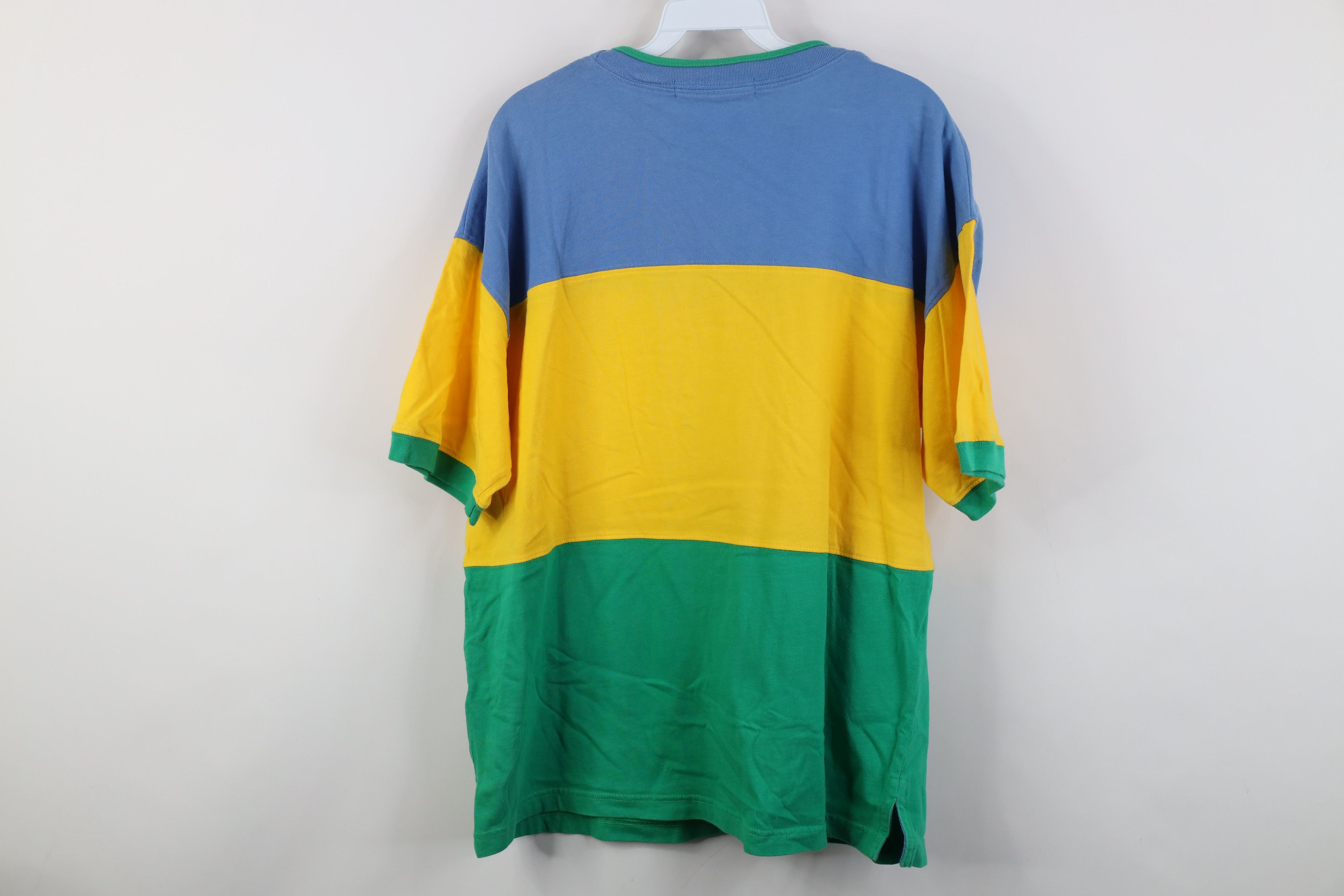 Vintage 90s Streetwear Color Block Ringer T-Shirt Cotton
