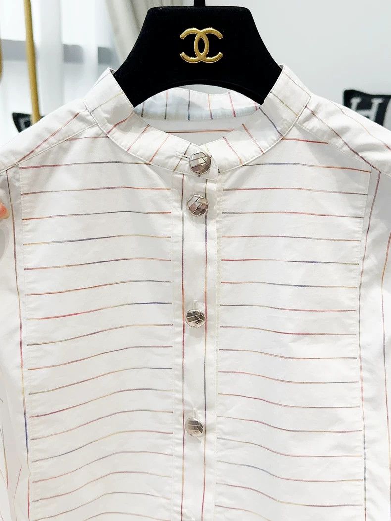 Chanel Chanel White colored striped long-sleeved shirt Size XS / US 0-2 / IT 36-38 - 4 Thumbnail