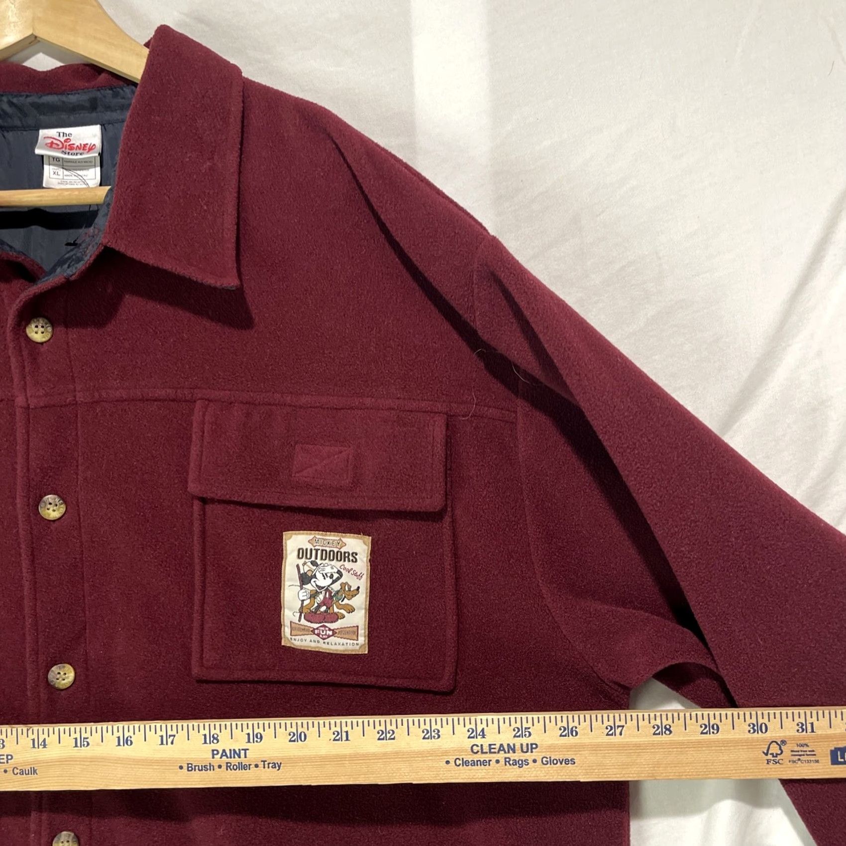 Disney Disney Jacket Mens XL Burgundy Button Up Fleece Shirt Shacket Mickey Outdoors Size US XL / EU 56 / 4 - 7 Thumbnail