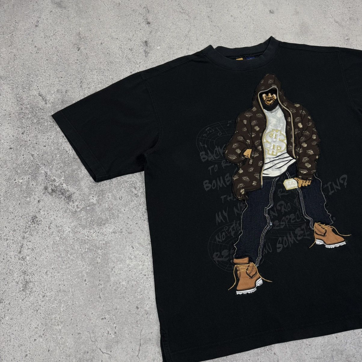 Band Tees × Vintage Vintage Raw Blue Big Logo Hip Hop T Shirt Size US L / EU 52-54 / 3 - 4 Thumbnail