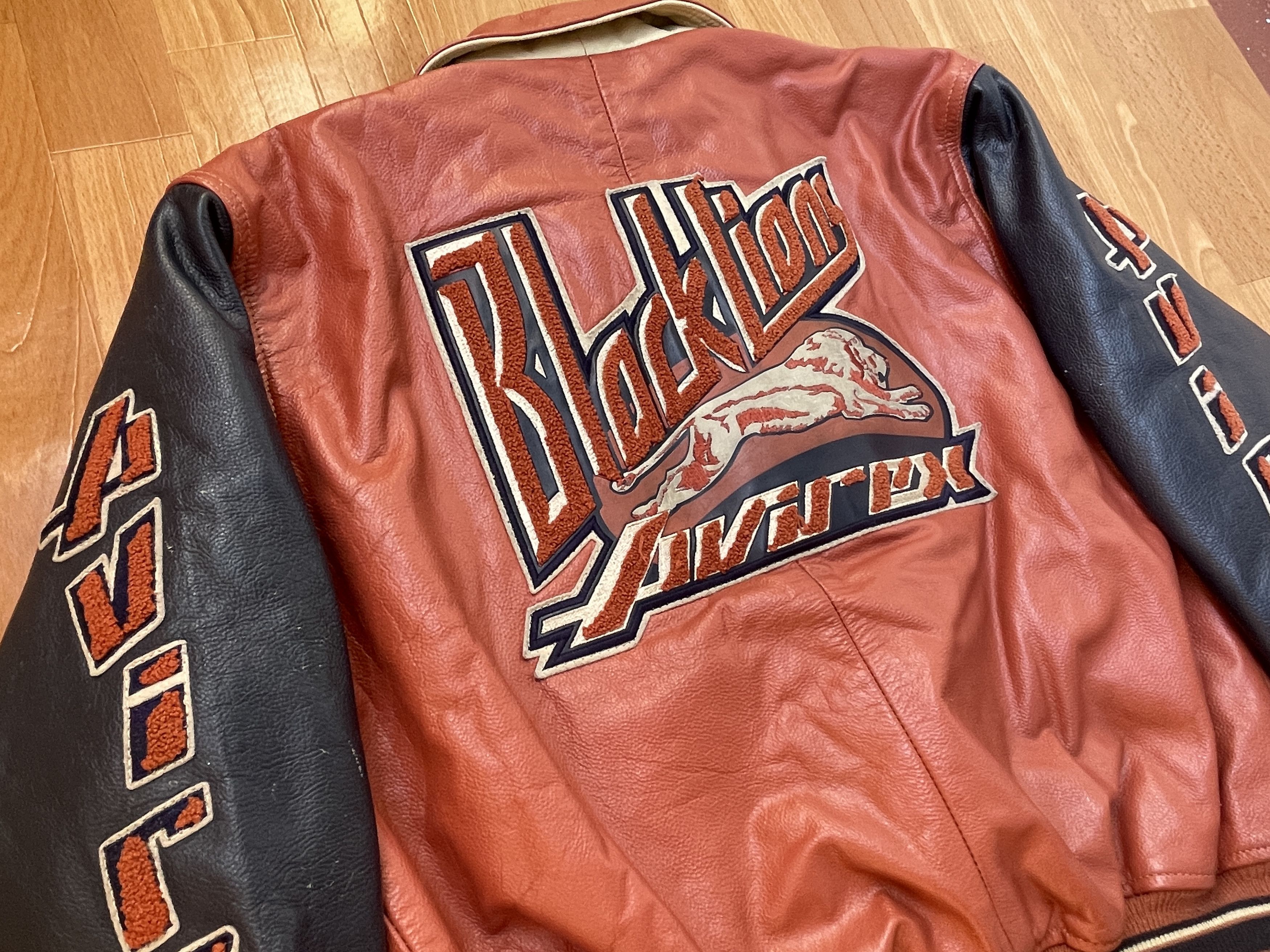 Avirex AVIREX leather jacket, Black Lions, vintage, 90s hip hop XS Size US XS / EU 42 / 0 - 9 Thumbnail