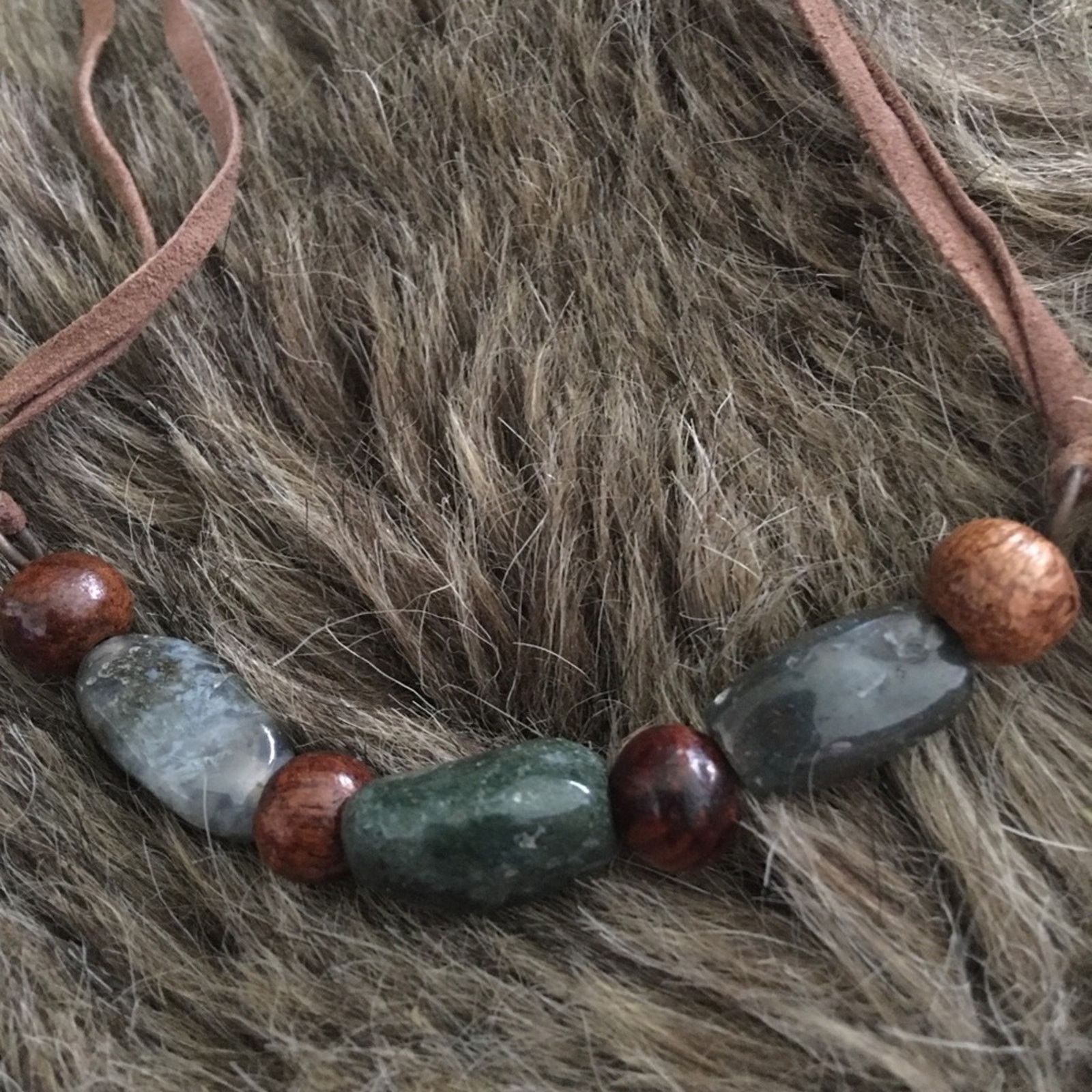 Jewelry Green agate and wood bead choker necklace Size ONE SIZE - 6 Thumbnail