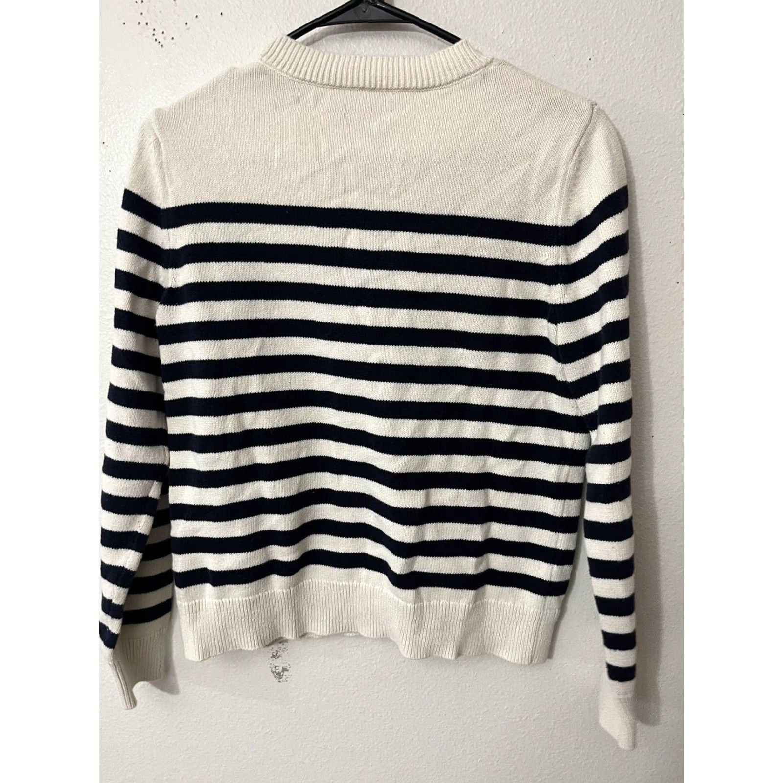 Banana Republic Banana Republic lace up tassel striped loose fit sweater Size S White Navy Size S / US 4 / IT 40 - 2 Thumbnail