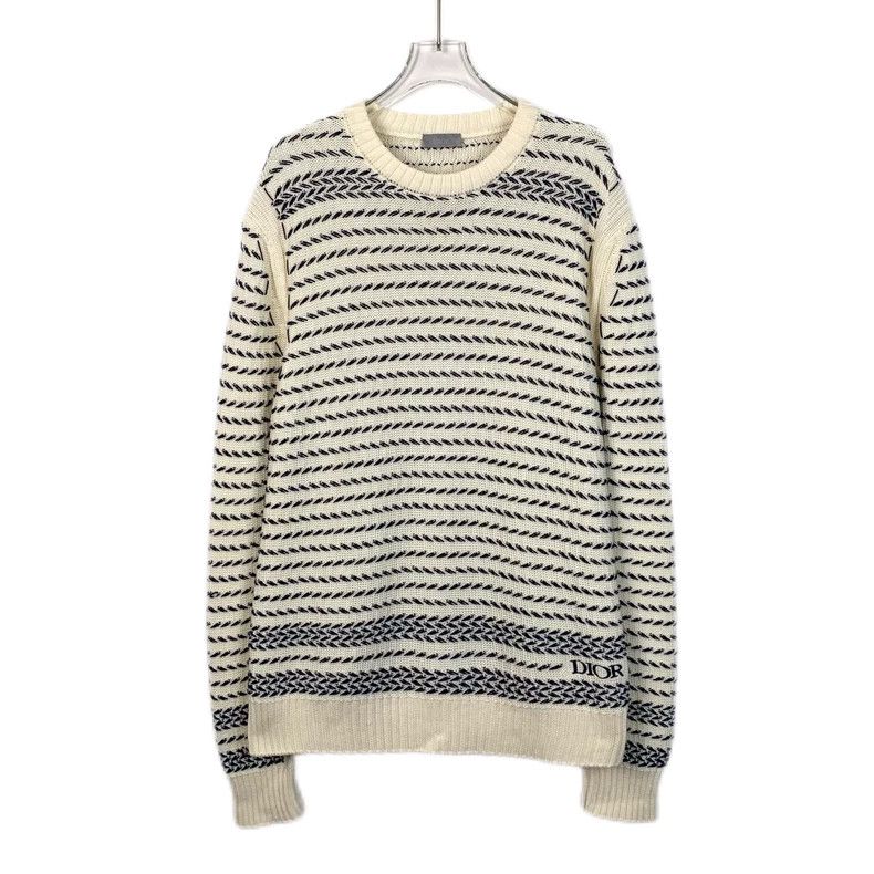 Dior Color-blocking oblique stripe cotton round-neck long-s
