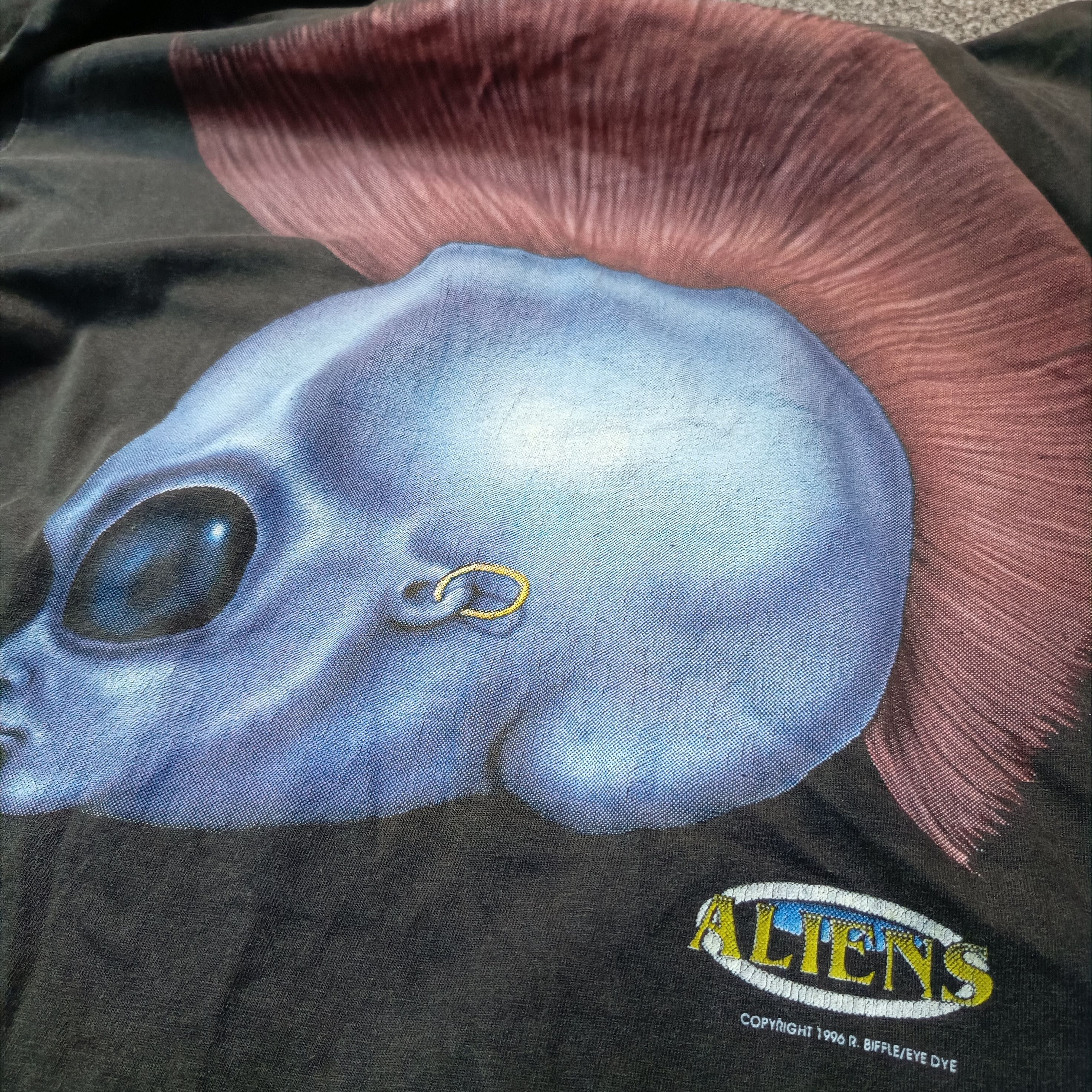 Alien Workshop 🔥🔥 Vintage 90s Alien Workshop Bighead Baggy Black Faded Tee Size US XL / EU 56 / 4 - 6 Thumbnail
