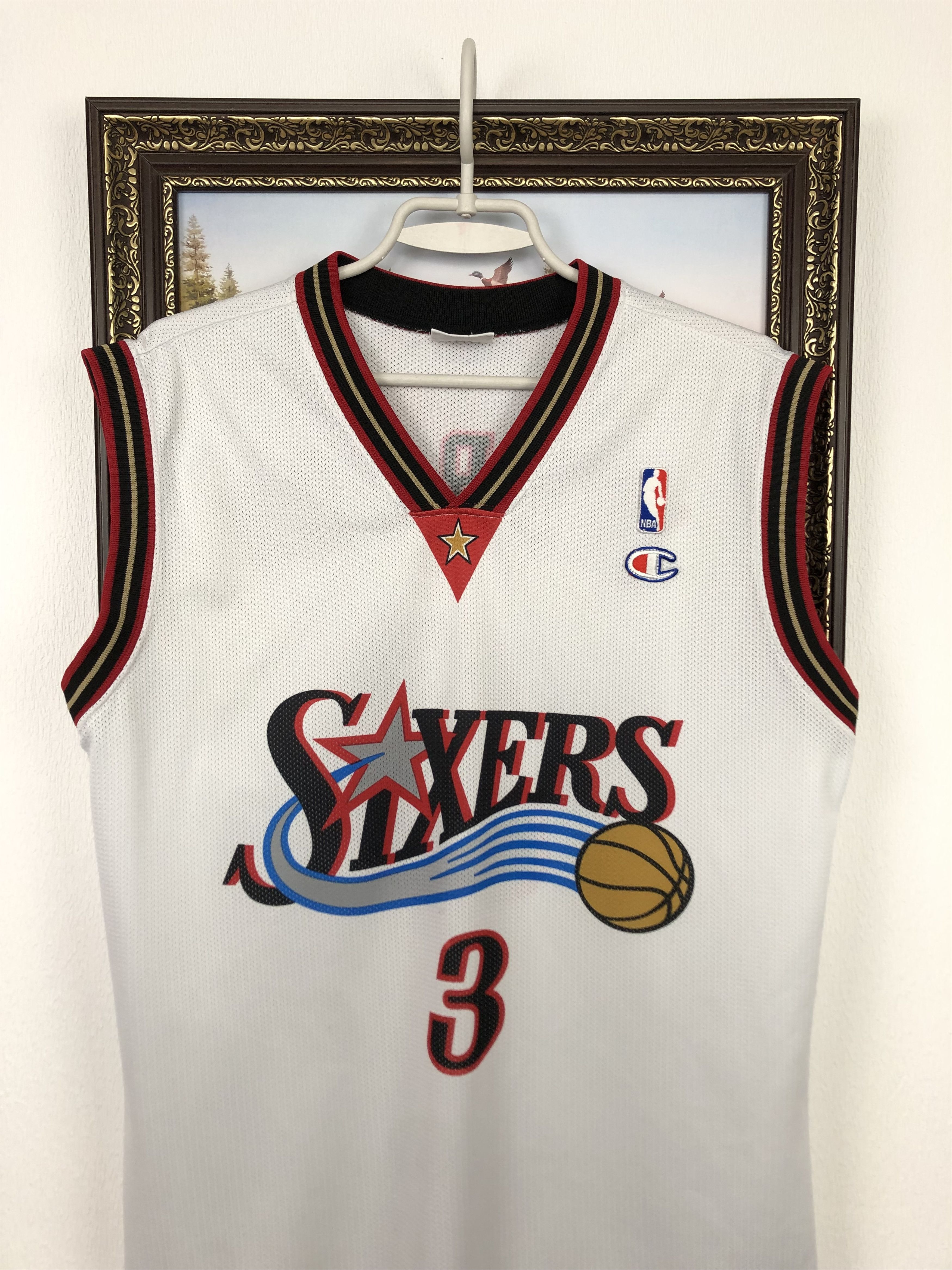 Champion Vintage Iverson Philadelphia Sixers 76ers Jersey Shirt Tee Size US M / EU 48-50 / 2 - 2 Thumbnail