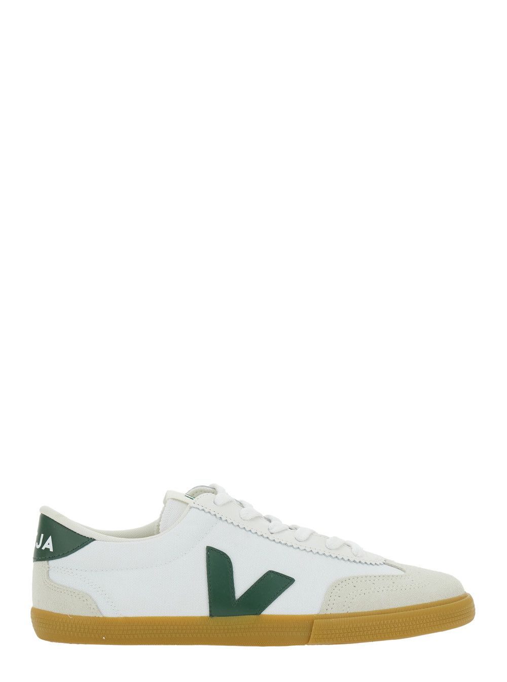 Veja Sneaker 'Volley' Low Top with Logo Patch on the Side and Logo Lettering on the Back in White Fabric Unisex Size US 9 / IT 39 - 1 Thumbnail