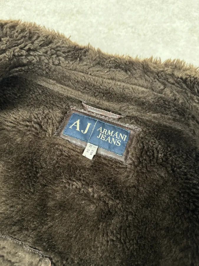 Armani 2000s Armani Buttoned Faux Leather Collar Brown Jacket Size US L / EU 52-54 / 3 - 10 Thumbnail