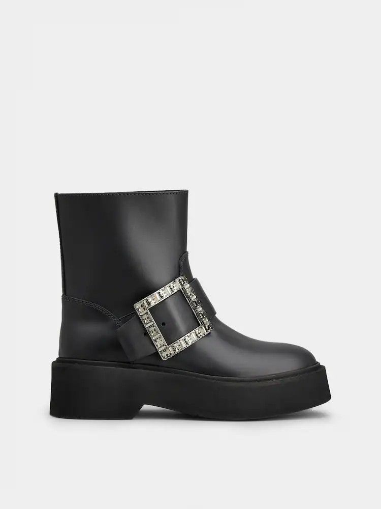Roger Vivier o1s22i1n0824 Viv' Rangers Biker Boots in Black Size US 10 / IT 40 - 1 Thumbnail