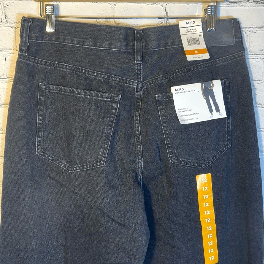 Aeropostale AeroPOSTale Jeans Womens 12 High Rise Baggy Jean NEW Black Baggy Jeans Womens 12 Black Womens Size 34" / US 12 / IT 48 - 4 Thumbnail